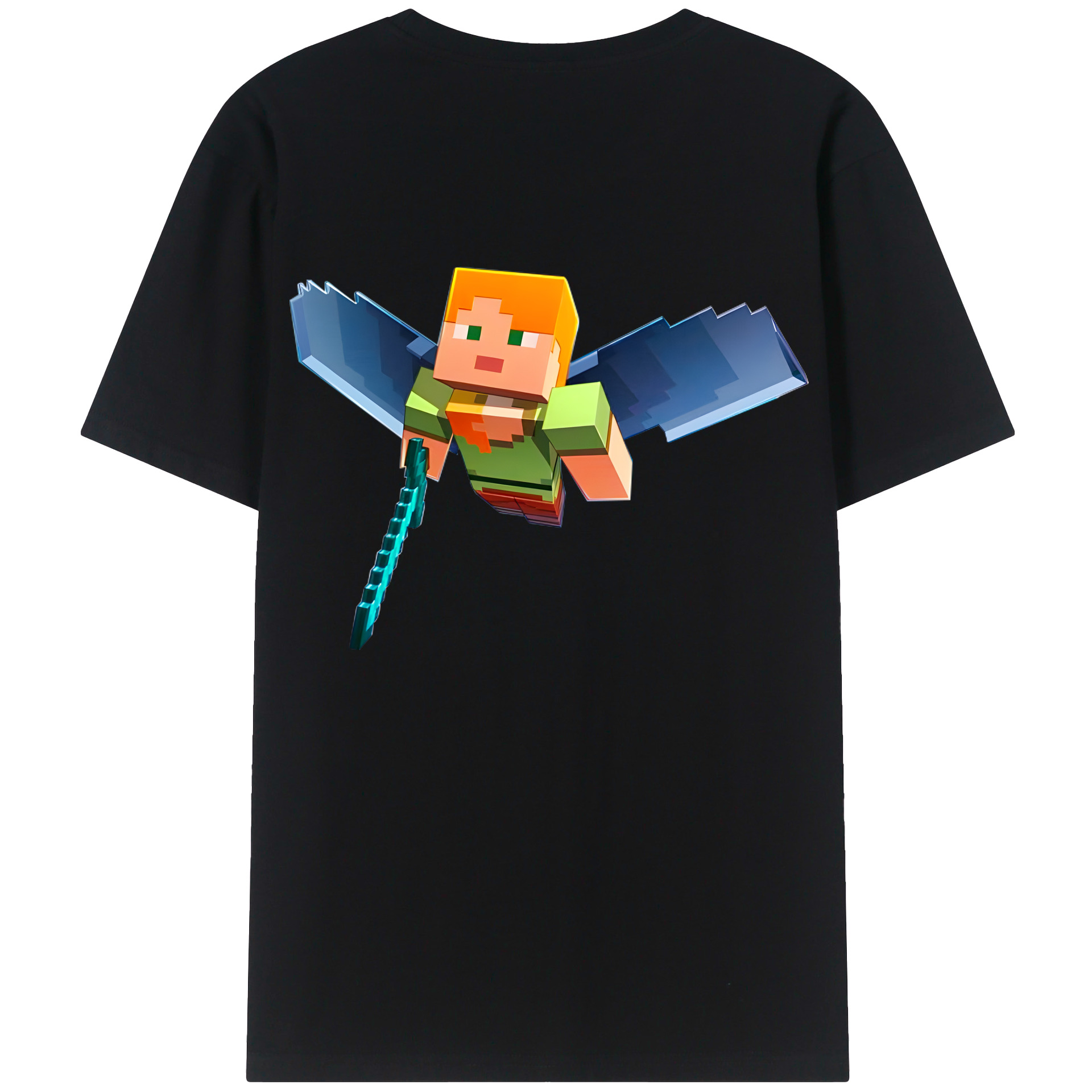 （画像用） マインクラフト ブロックの世界 Minecraft MC Block world 綿100％ メンズ半袖Tシャツ（バックプリント） 通気性