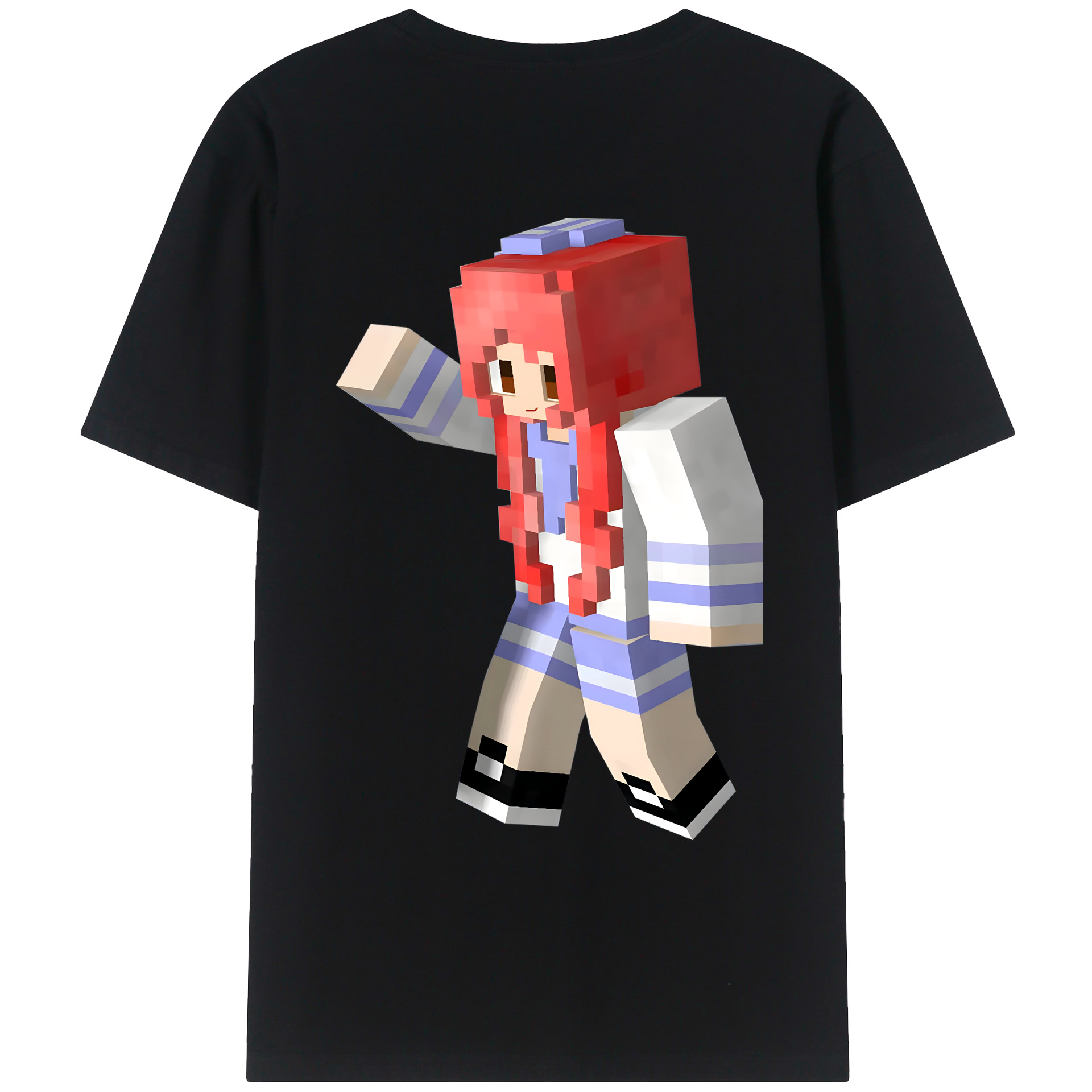 （画像用） マインクラフト ブロックの世界 Minecraft MC Block world 綿100％ メンズ半袖Tシャツ（バックプリント） 通気性