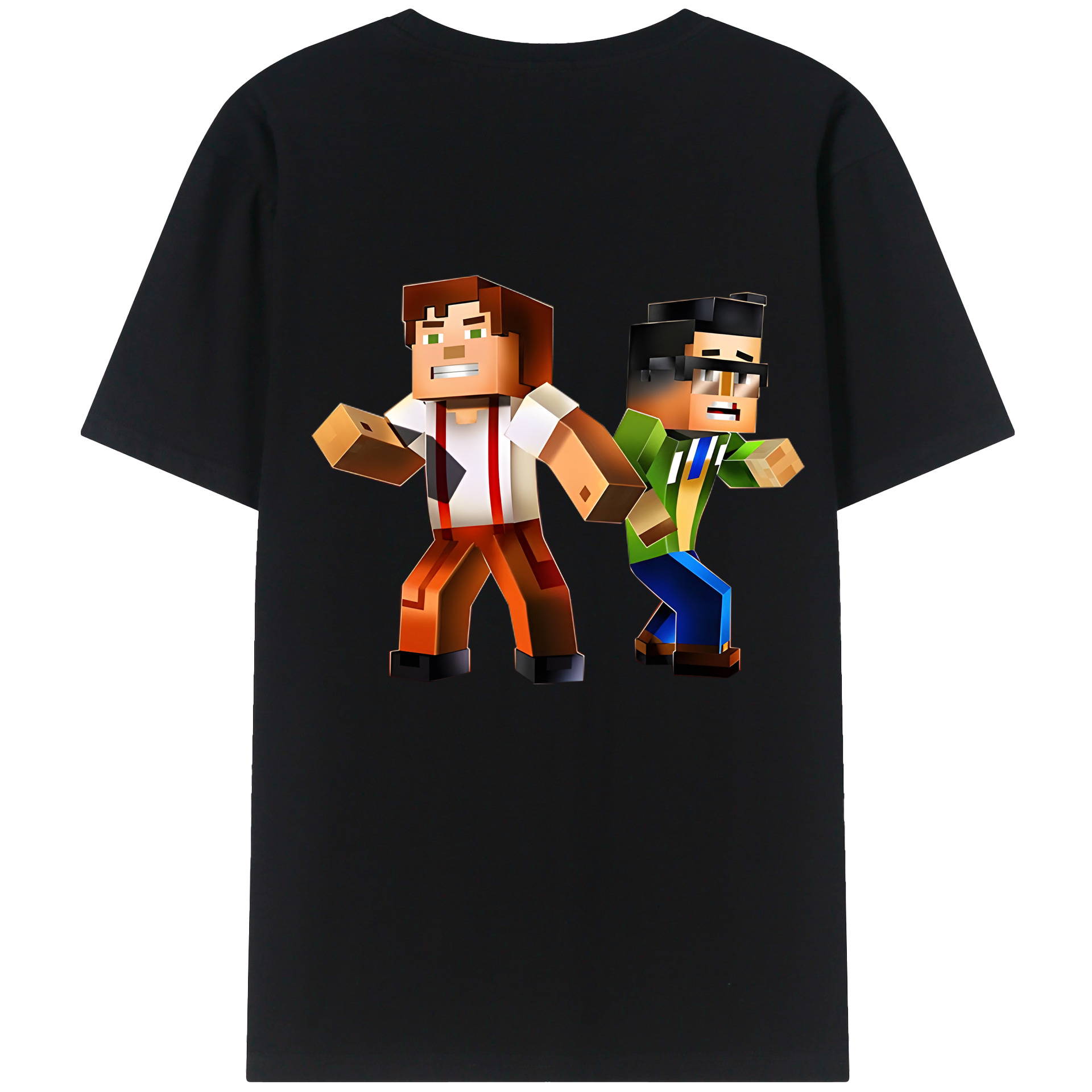 （画像用） マインクラフト ブロックの世界 Minecraft MC Block world 綿100％ メンズ半袖Tシャツ（バックプリント） 通気性