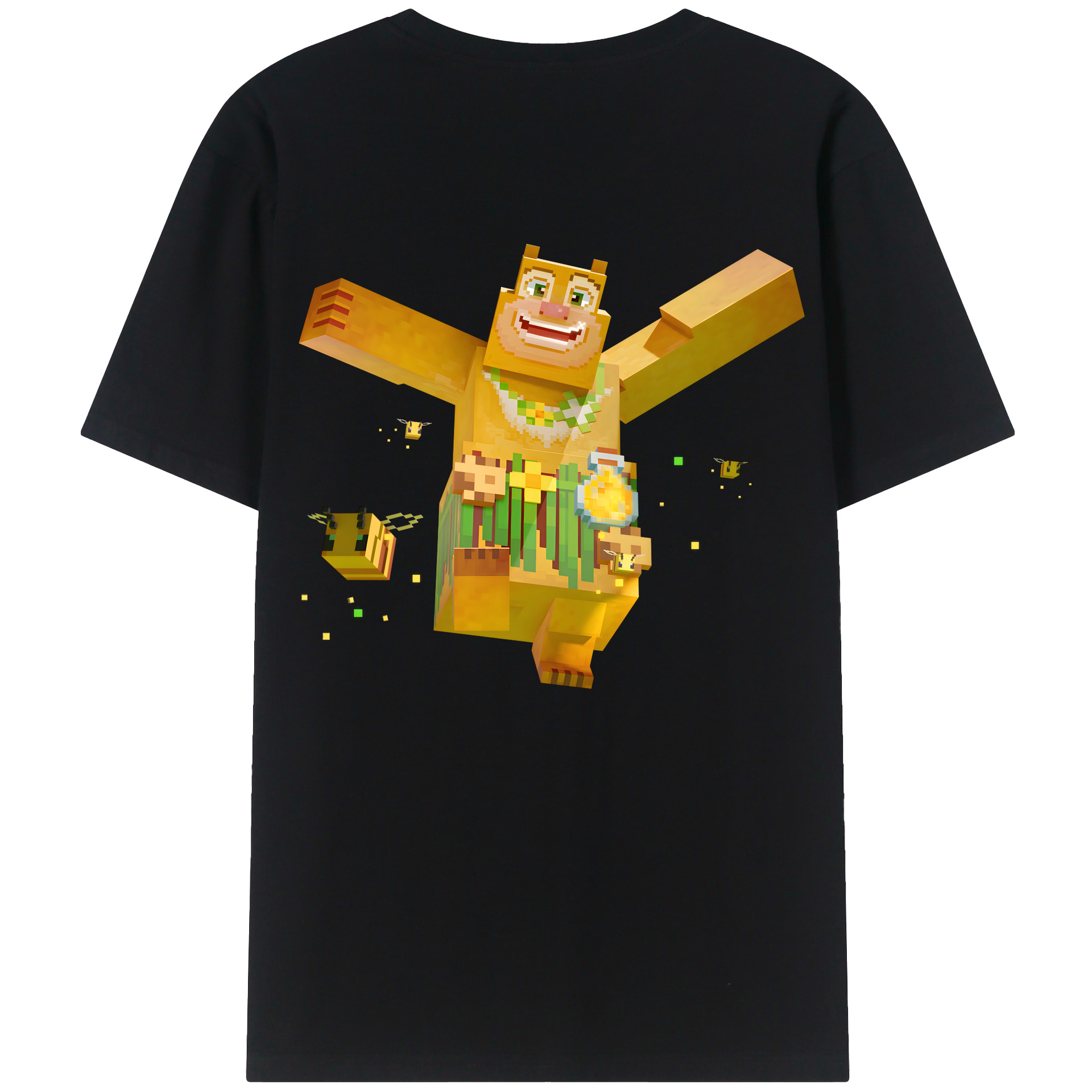 （画像用） マインクラフト ブロックの世界 Minecraft MC Block world 綿100％ メンズ半袖Tシャツ（バックプリント） 通気性