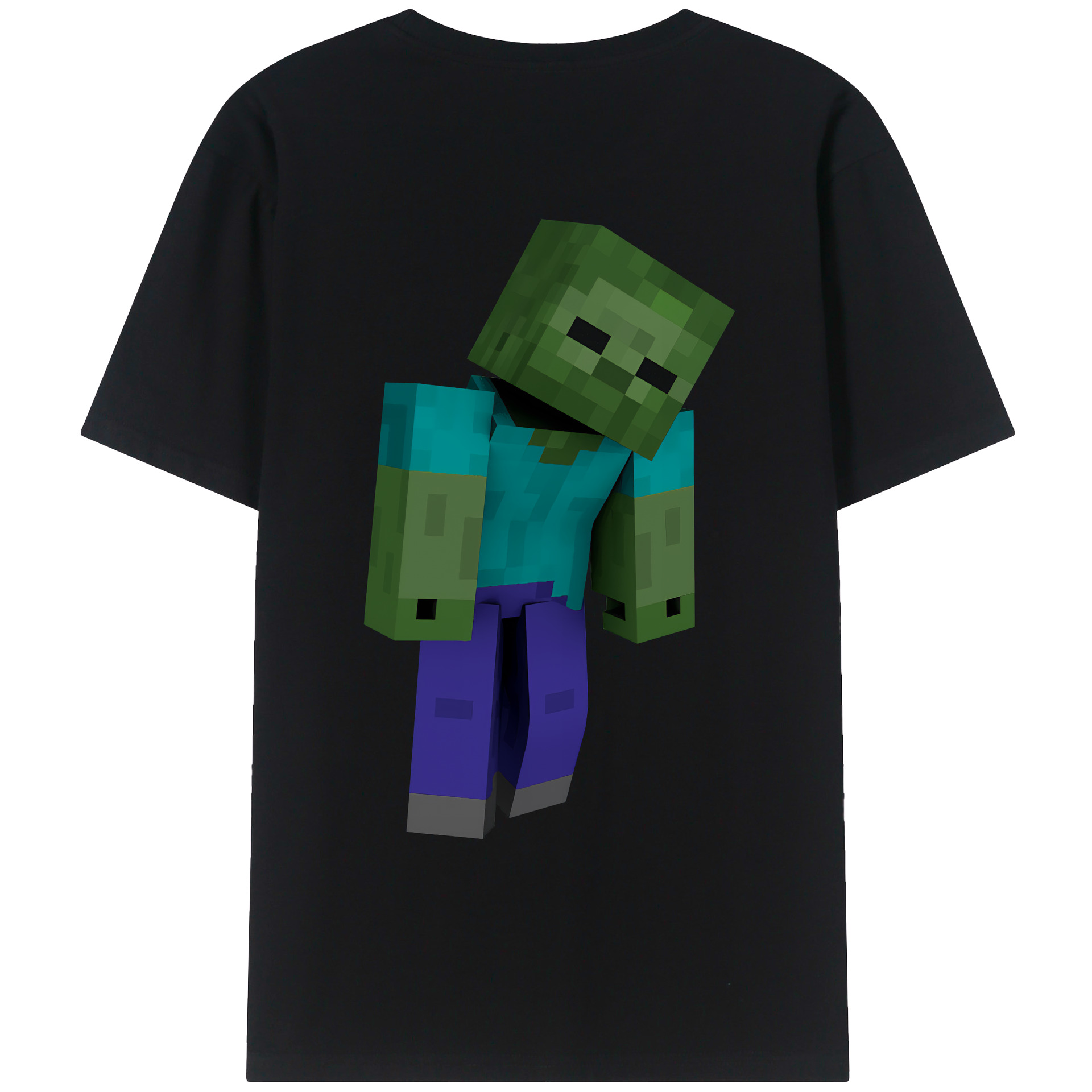（画像用） マインクラフト ブロックの世界 Minecraft MC Block world 綿100％ メンズ半袖Tシャツ（バックプリント） 通気性