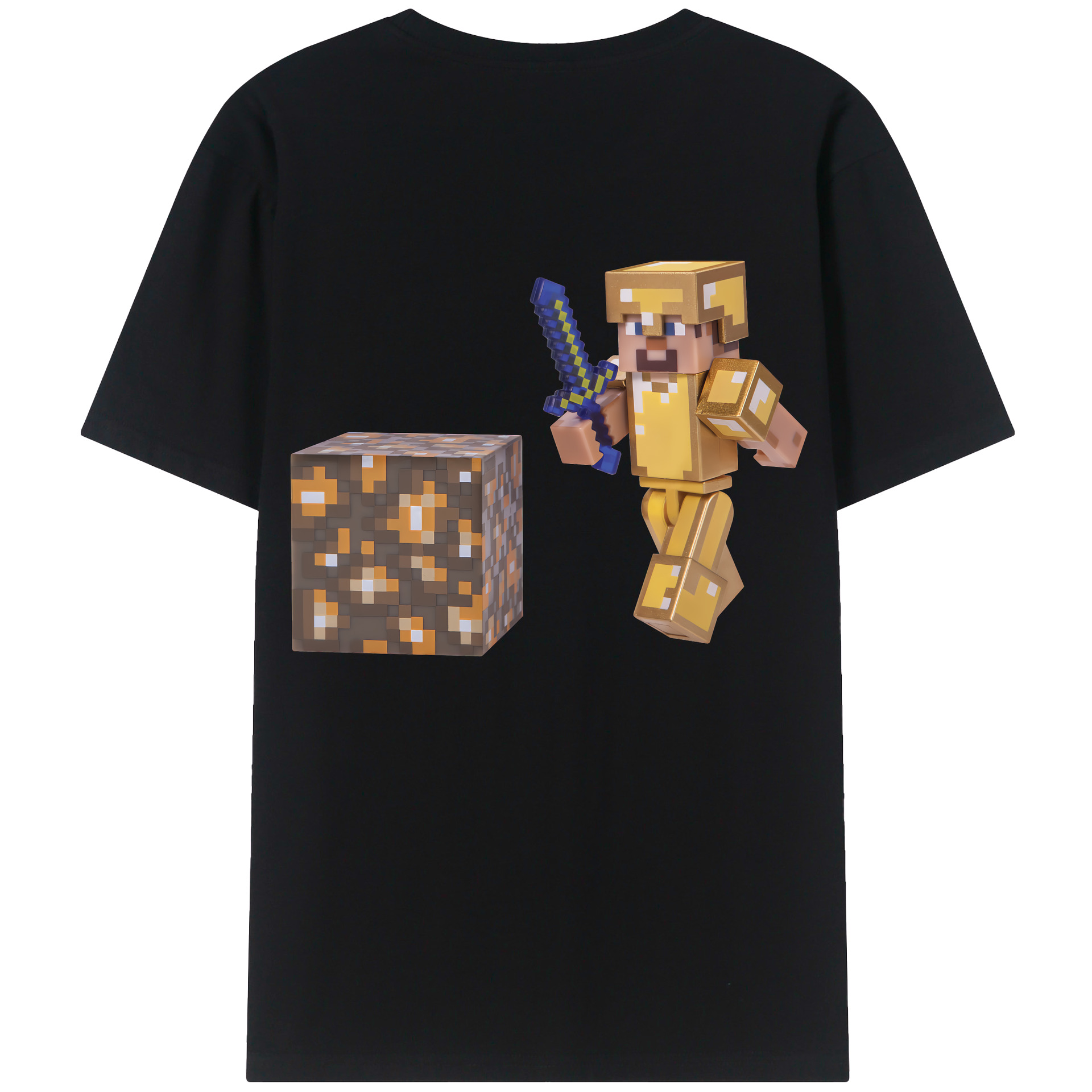 （画像用） マインクラフト ブロックの世界 Minecraft MC Block world 綿100％ メンズ半袖Tシャツ（バックプリント） 通気性