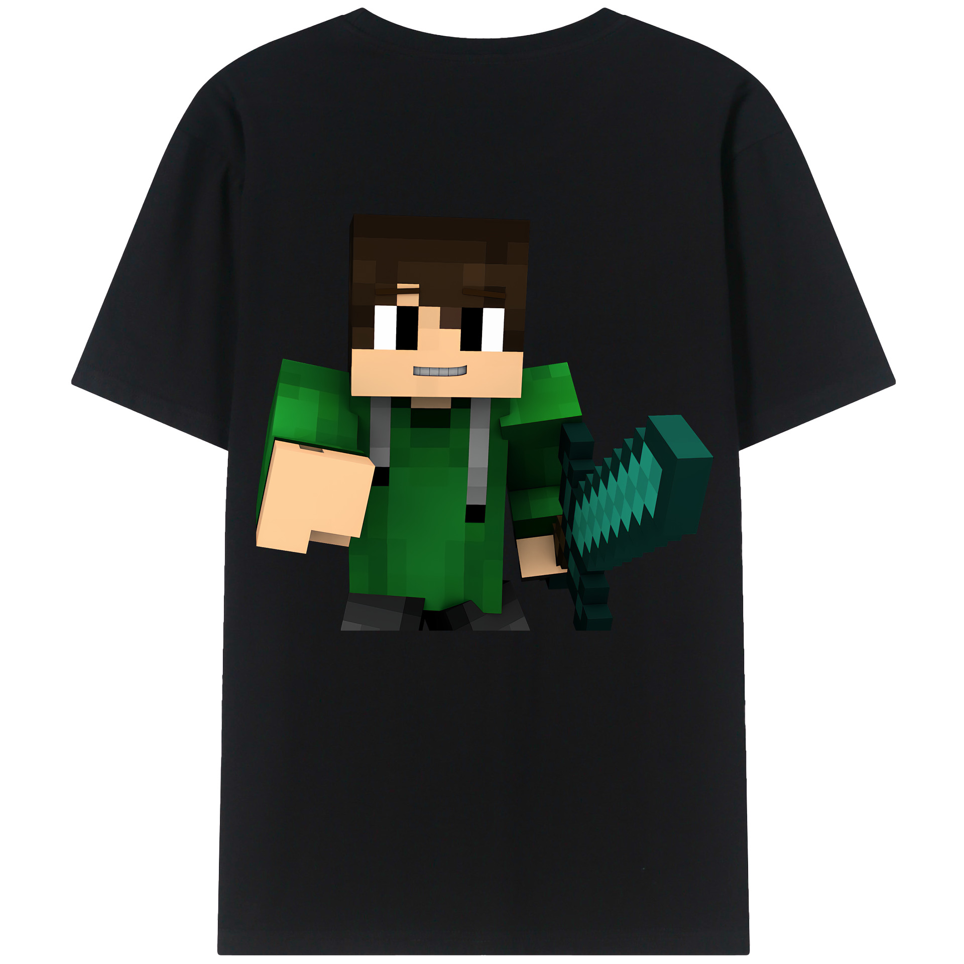 （画像用） マインクラフト ブロックの世界 Minecraft MC Block world 綿100％ メンズ半袖Tシャツ（バックプリント） 通気性