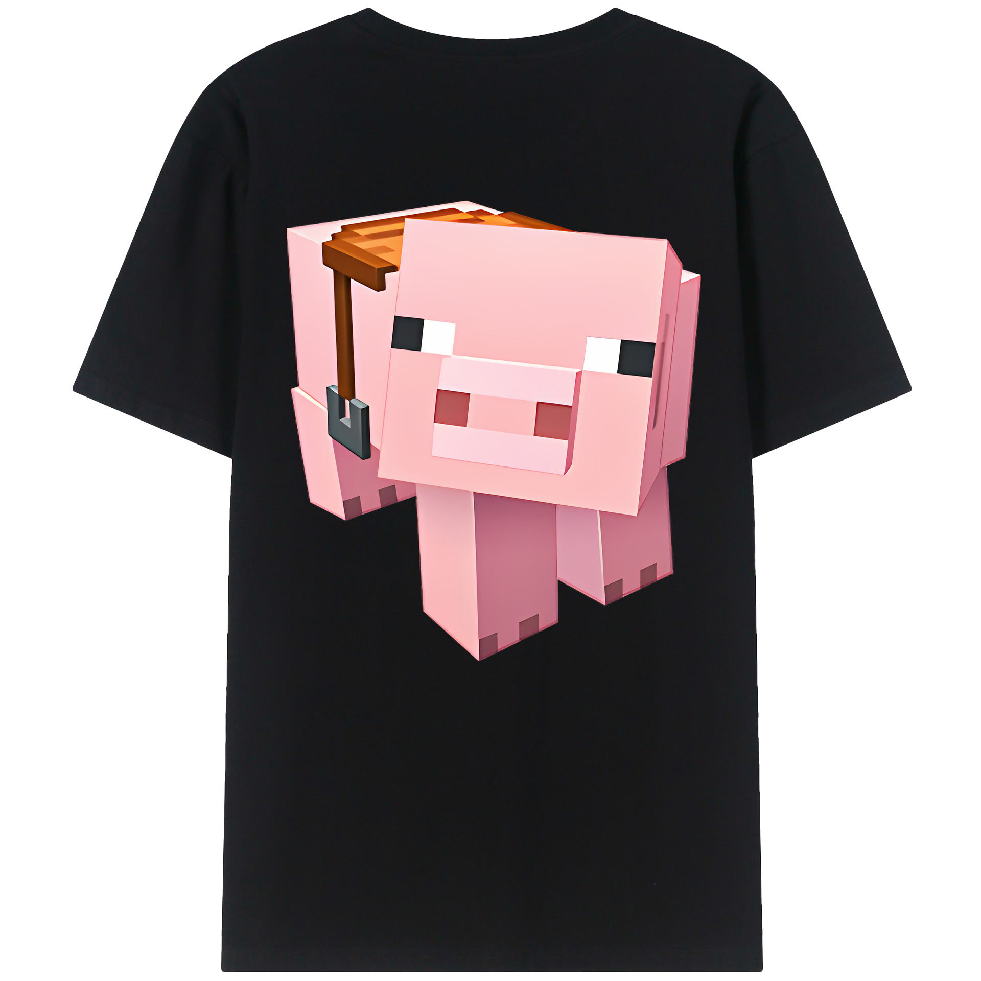 （画像用） マインクラフト ブロックの世界 Minecraft MC Block world 綿100％ メンズ半袖Tシャツ（バックプリント） 通気性
