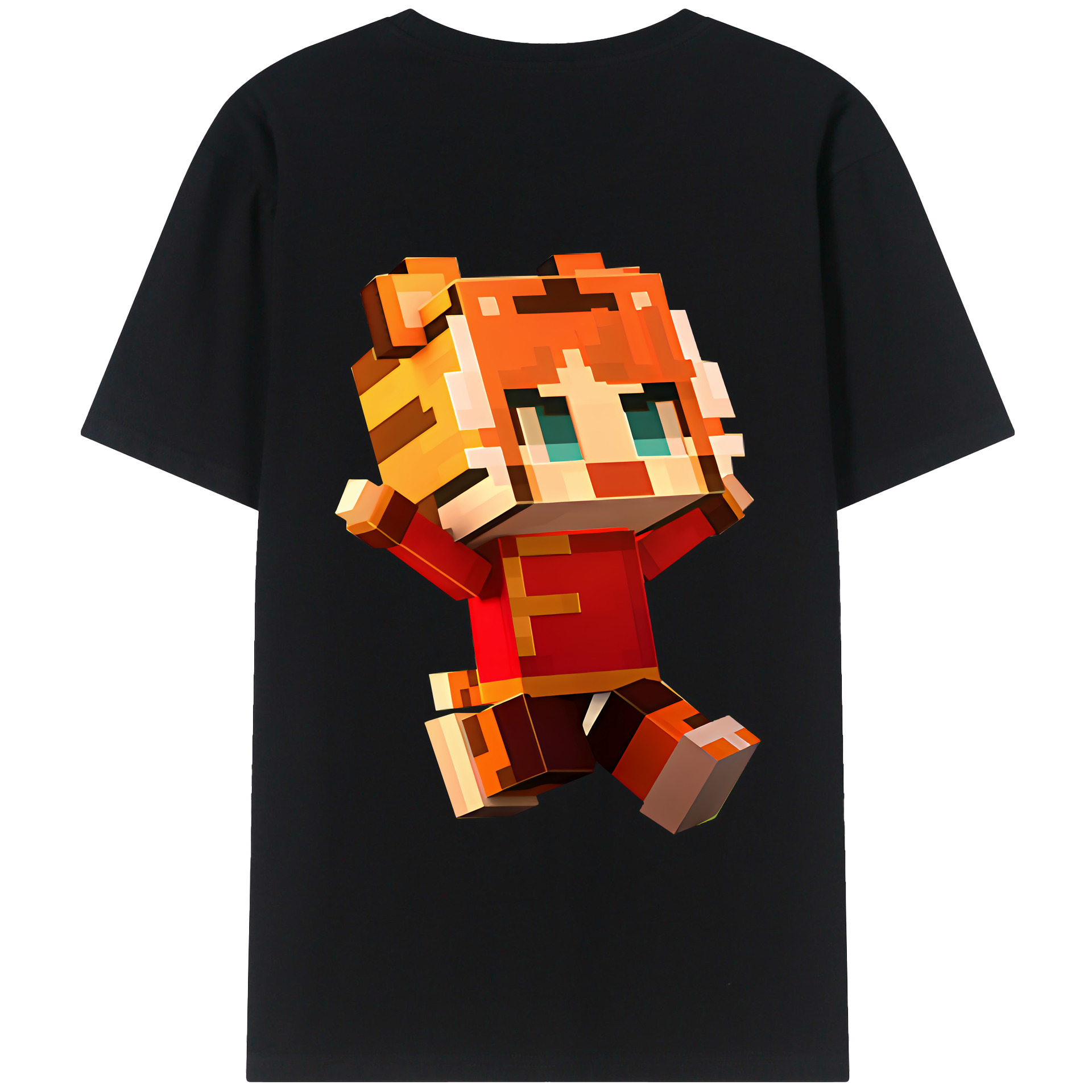 （画像用） マインクラフト ブロックの世界 Minecraft MC Block world 綿100％ メンズ半袖Tシャツ（バックプリント） 通気性