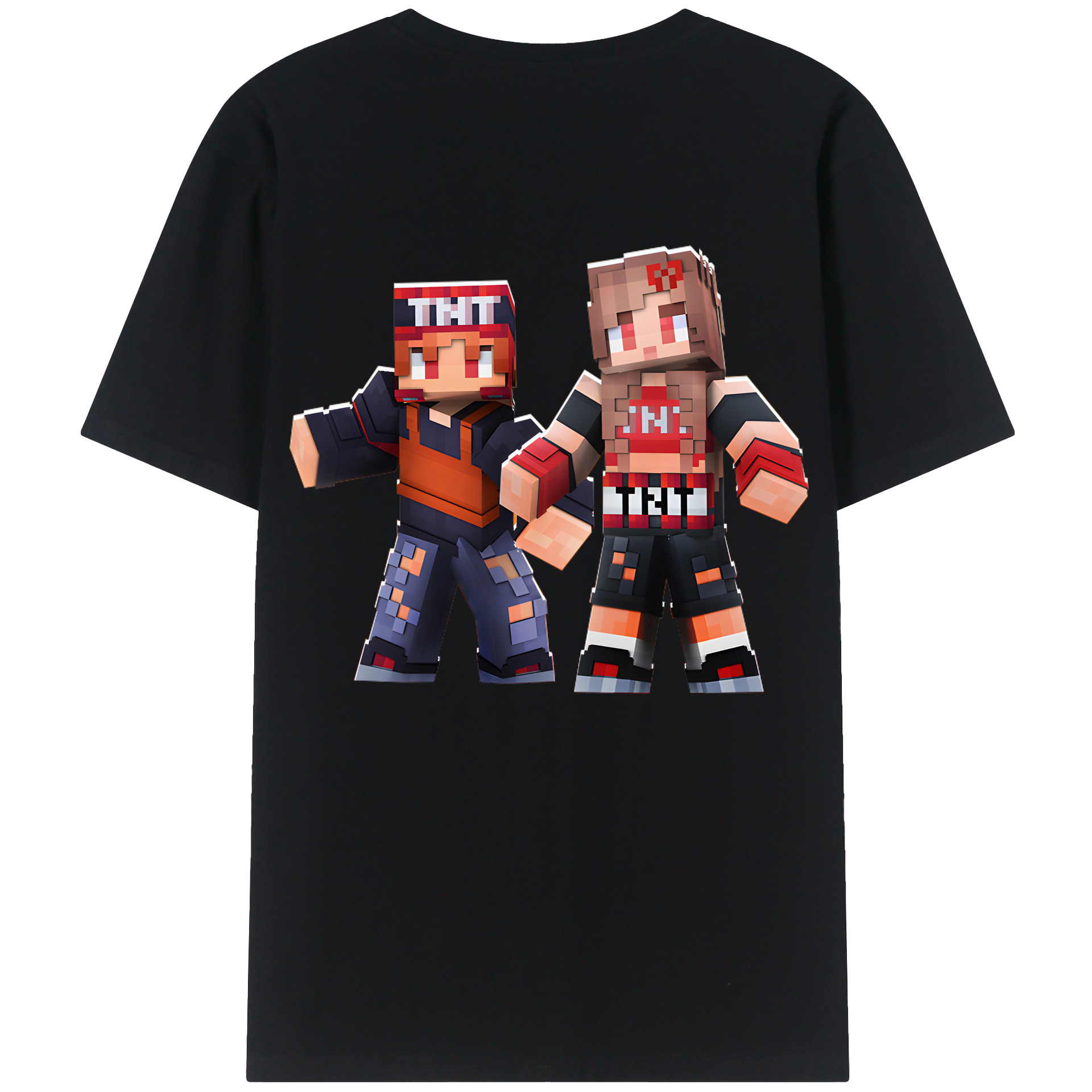 （画像用） マインクラフト ブロックの世界 Minecraft MC Block world 綿100％ メンズ半袖Tシャツ（バックプリント） 通気性