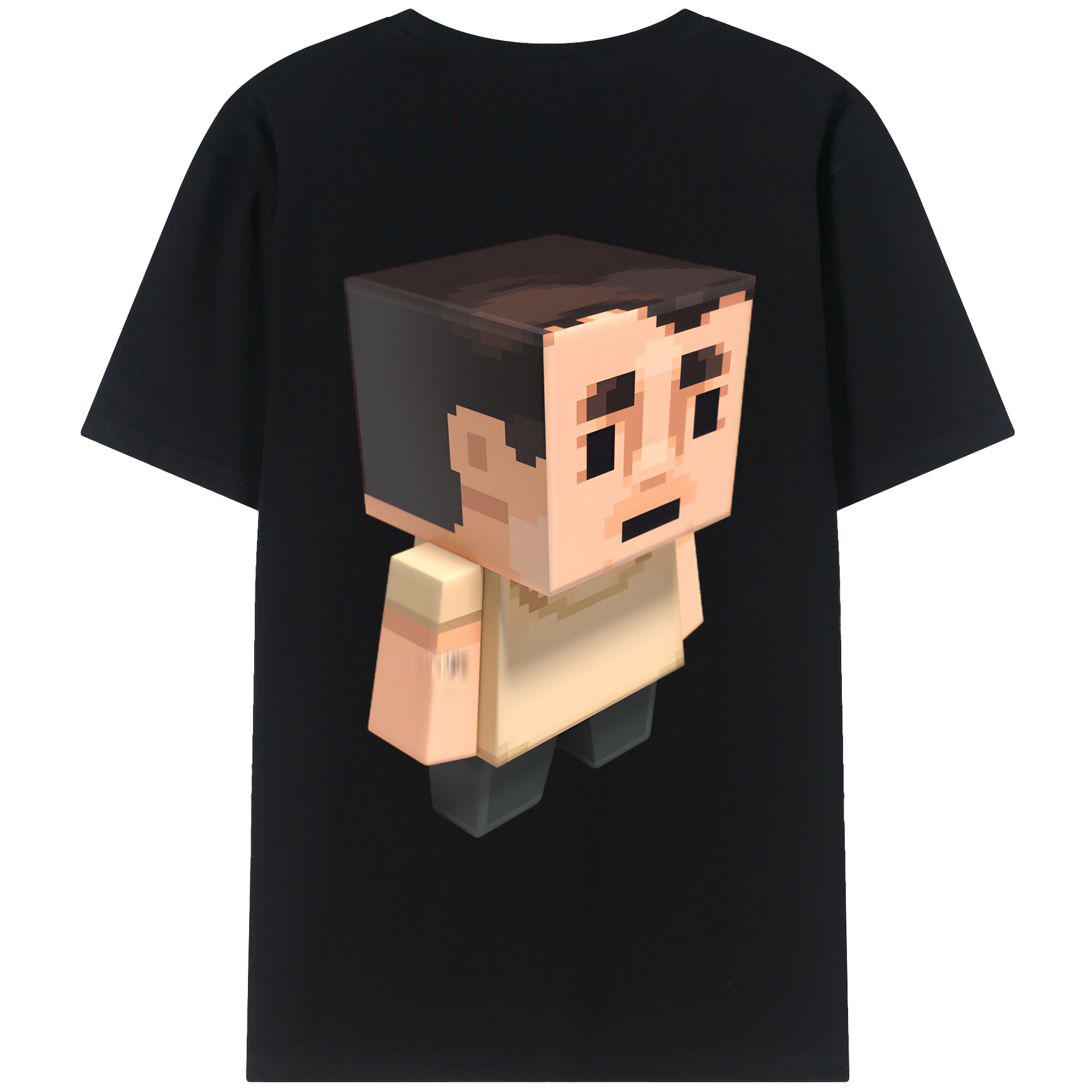 （画像用） マインクラフト ブロックの世界 Minecraft MC Block world 綿100％ メンズ半袖Tシャツ（バックプリント） 通気性