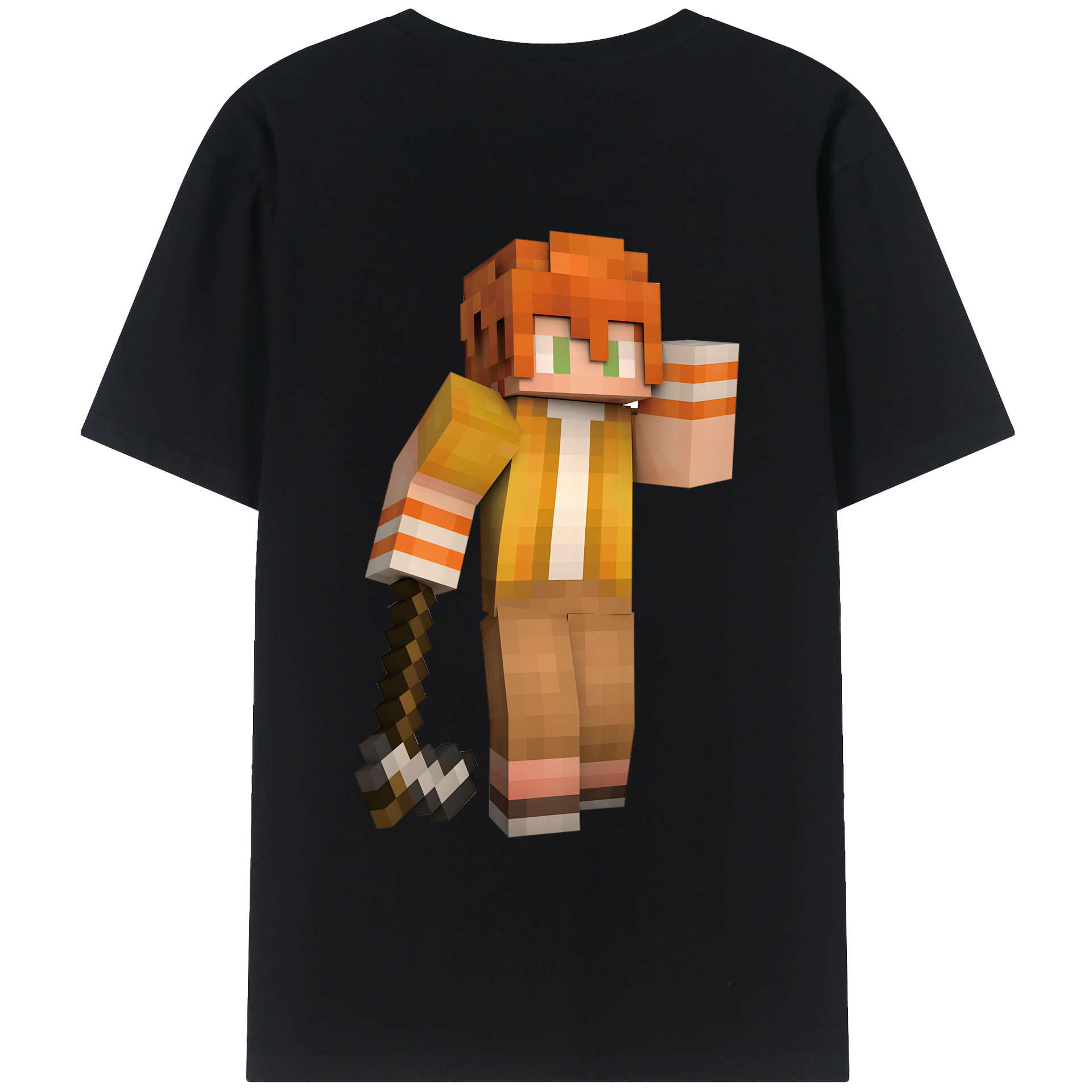 （画像用） マインクラフト ブロックの世界 Minecraft MC Block world 綿100％ メンズ半袖Tシャツ（バックプリント） 通気性