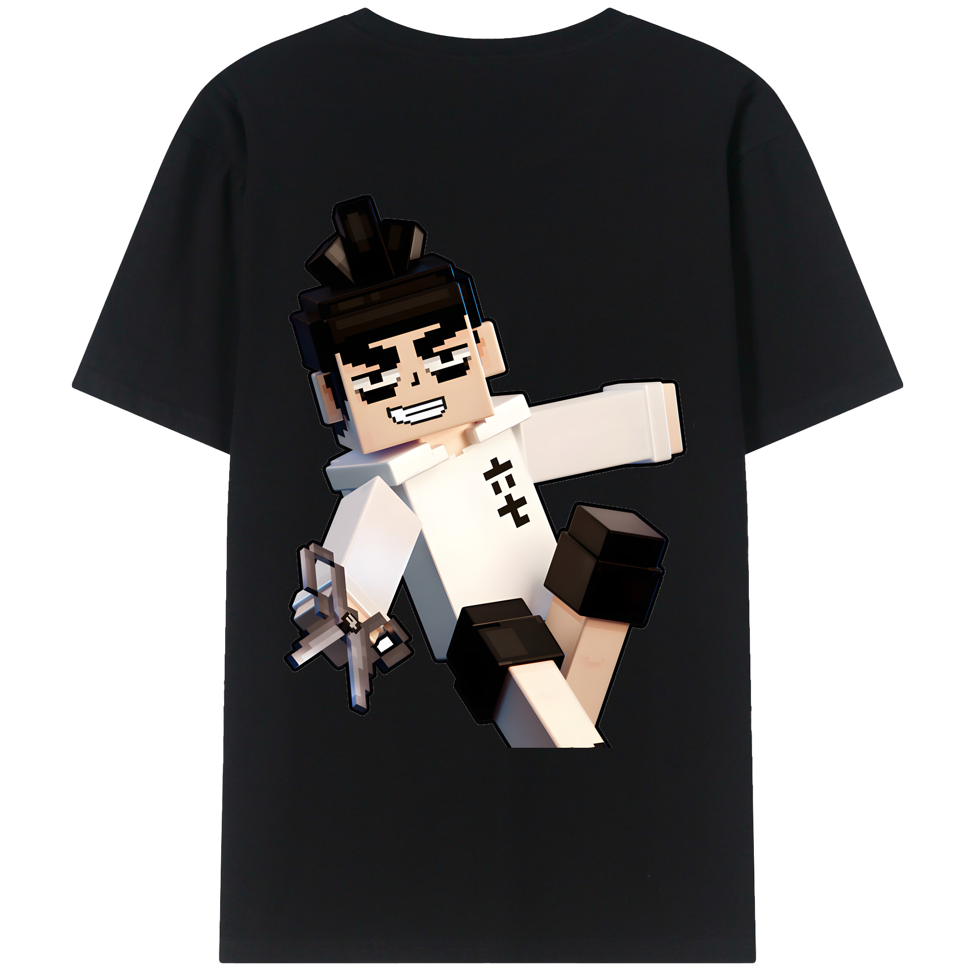 （画像用） マインクラフト ブロックの世界 Minecraft MC Block world 綿100％ メンズ半袖Tシャツ（バックプリント） 通気性