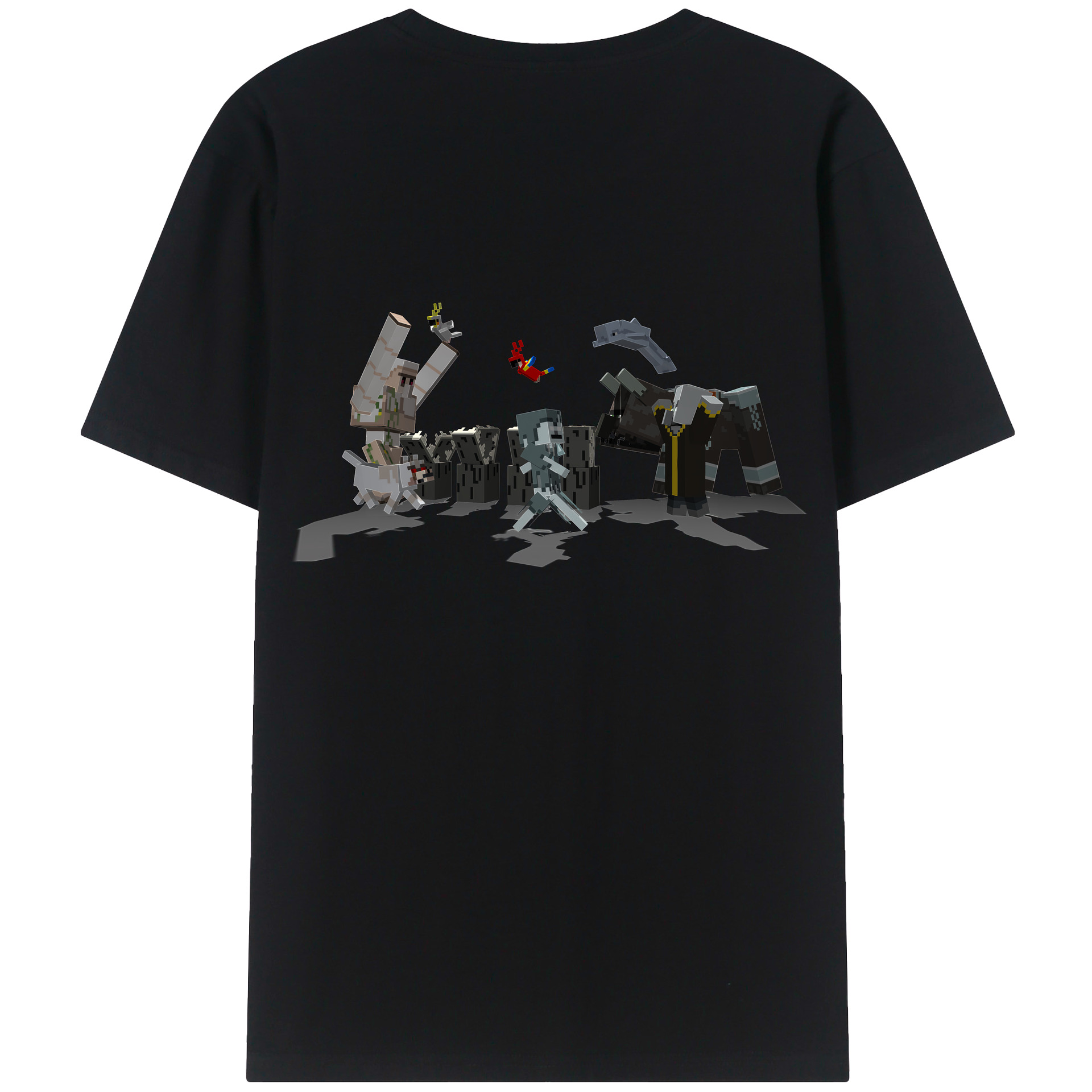 （画像用） マインクラフト ブロックの世界 Minecraft MC Block world 綿100％ メンズ半袖Tシャツ（バックプリント） 通気性