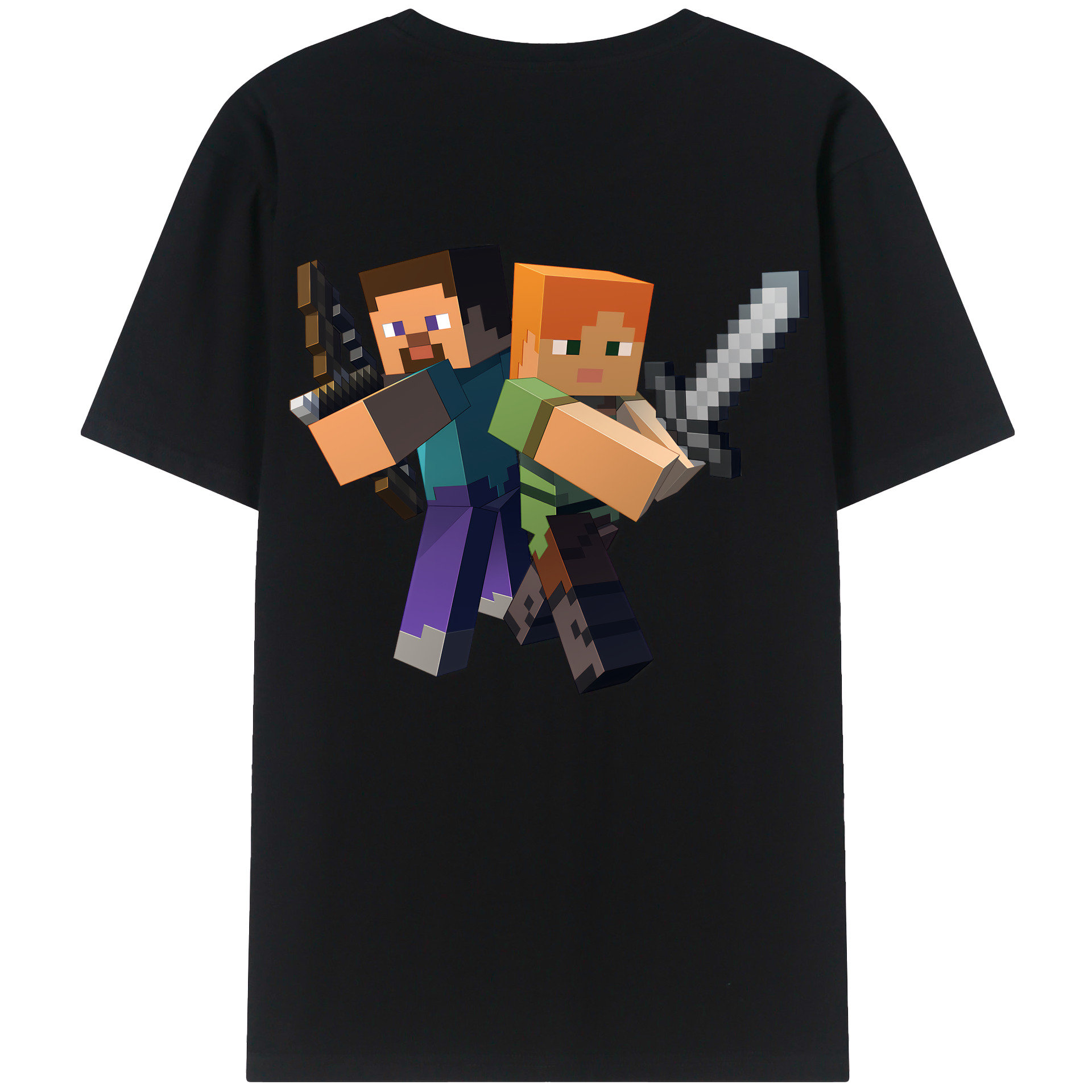 （画像用） マインクラフト ブロックの世界 Minecraft MC Block world 綿100％ メンズ半袖Tシャツ（バックプリント） 通気性