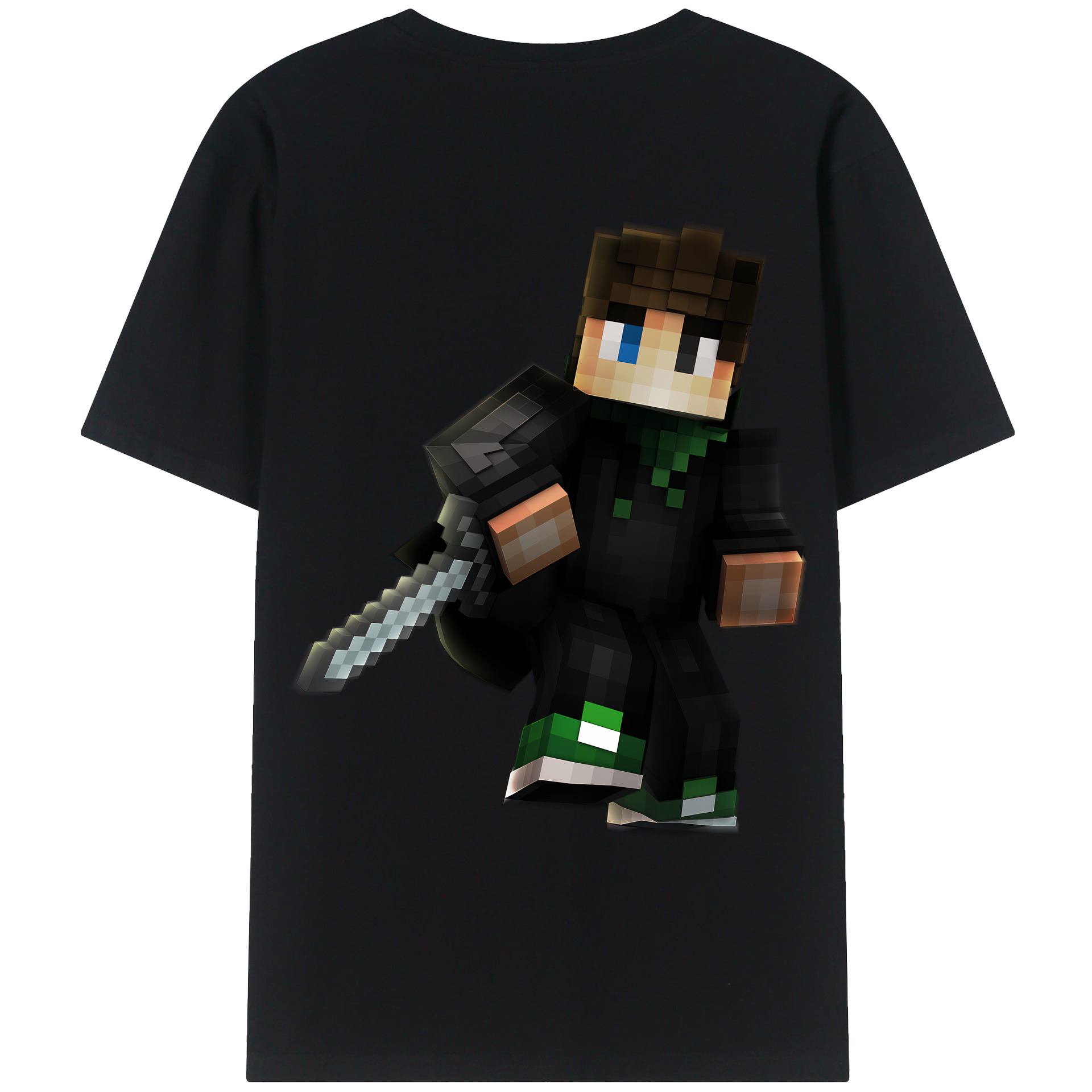 （画像用） マインクラフト ブロックの世界 Minecraft MC Block world 綿100％ メンズ半袖Tシャツ（バックプリント） 通気性