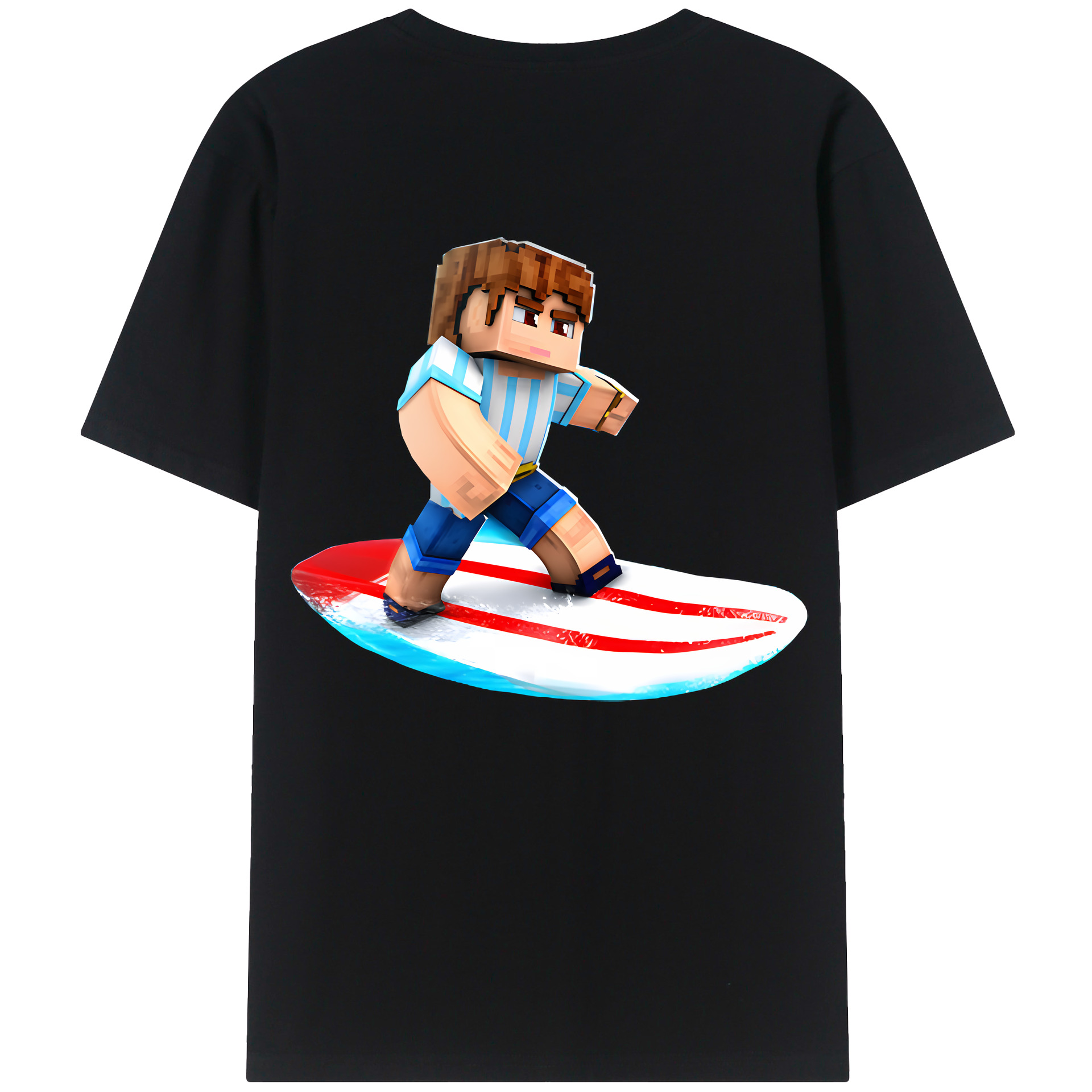 （画像用） マインクラフト ブロックの世界 Minecraft MC Block world 綿100％ メンズ半袖Tシャツ（バックプリント） 通気性