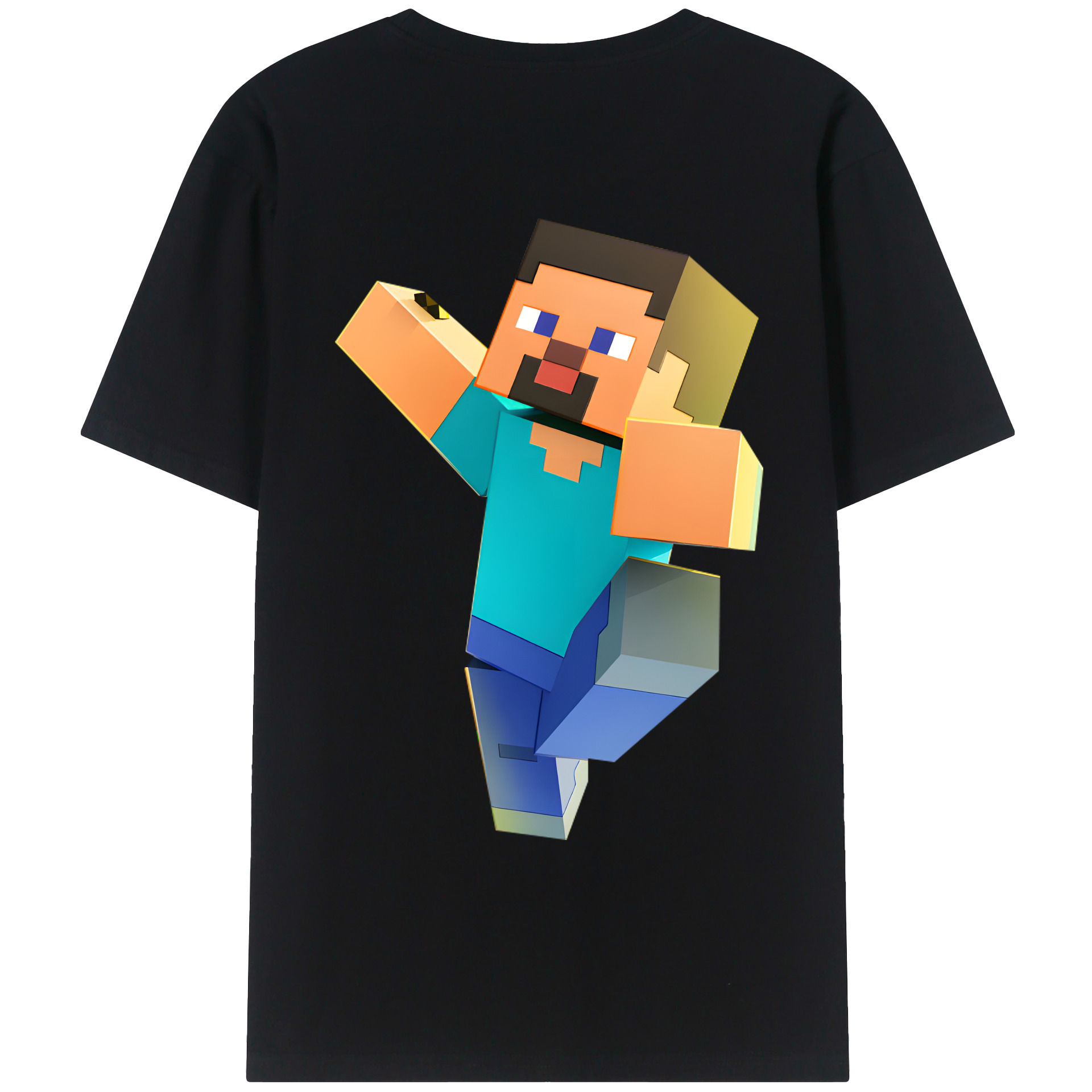 （画像用） マインクラフト ブロックの世界 Minecraft MC Block world 綿100％ メンズ半袖Tシャツ（バックプリント） 通気性