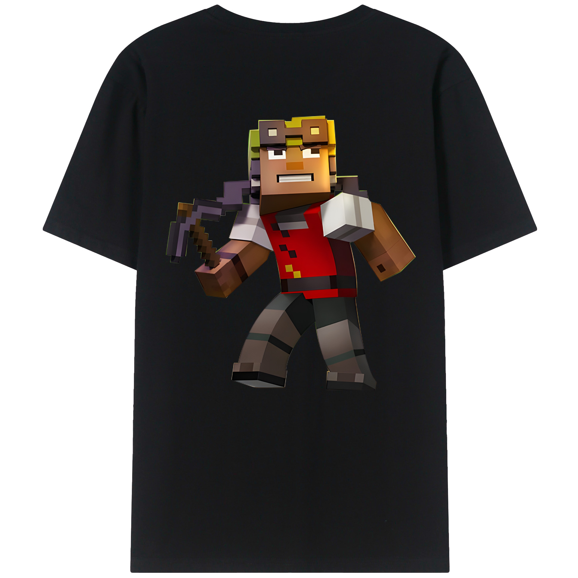 （画像用） マインクラフト ブロックの世界 Minecraft MC Block world 綿100％ メンズ半袖Tシャツ（バックプリント） 通気性