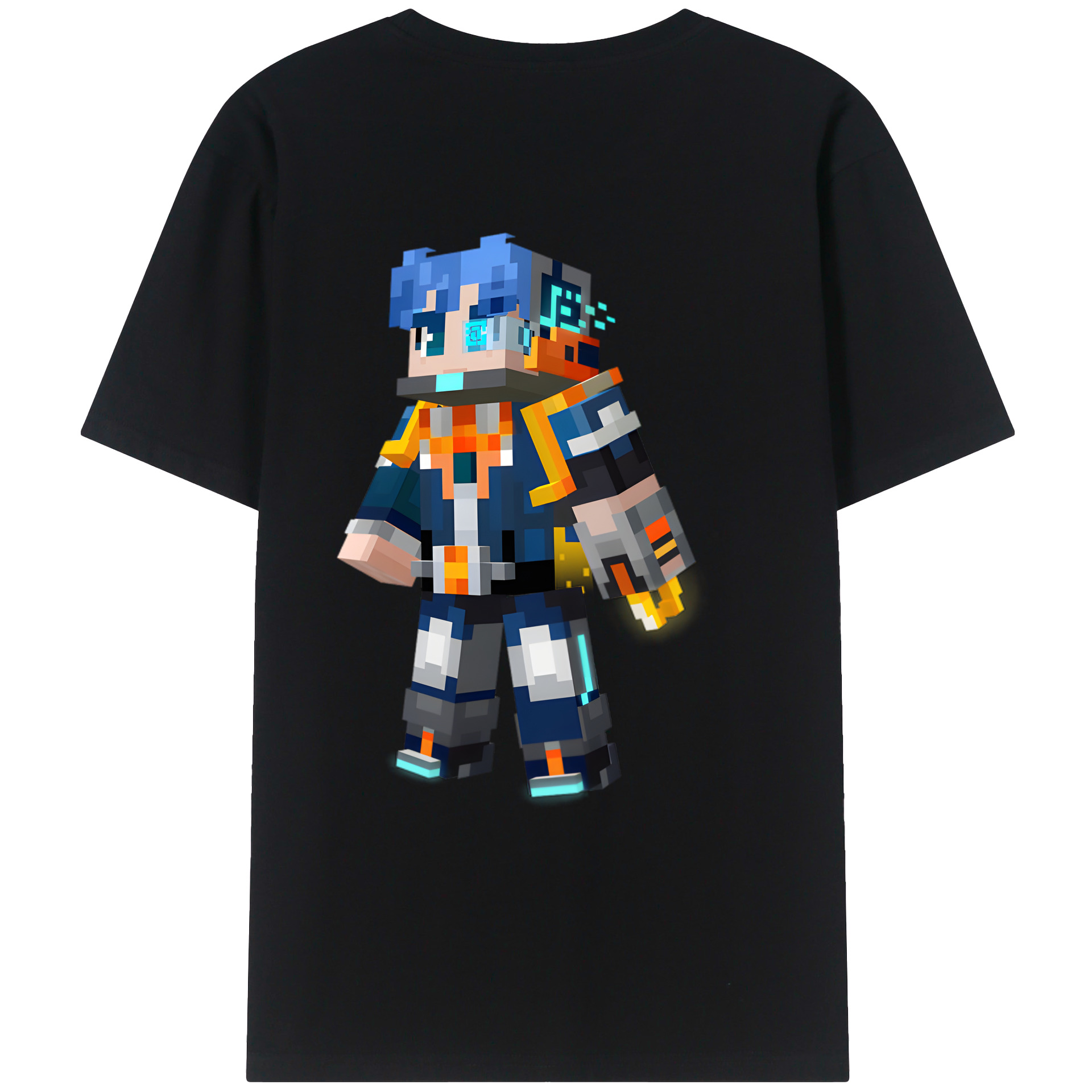（画像用） マインクラフト ブロックの世界 Minecraft MC Block world 綿100％ メンズ半袖Tシャツ（バックプリント） 通気性