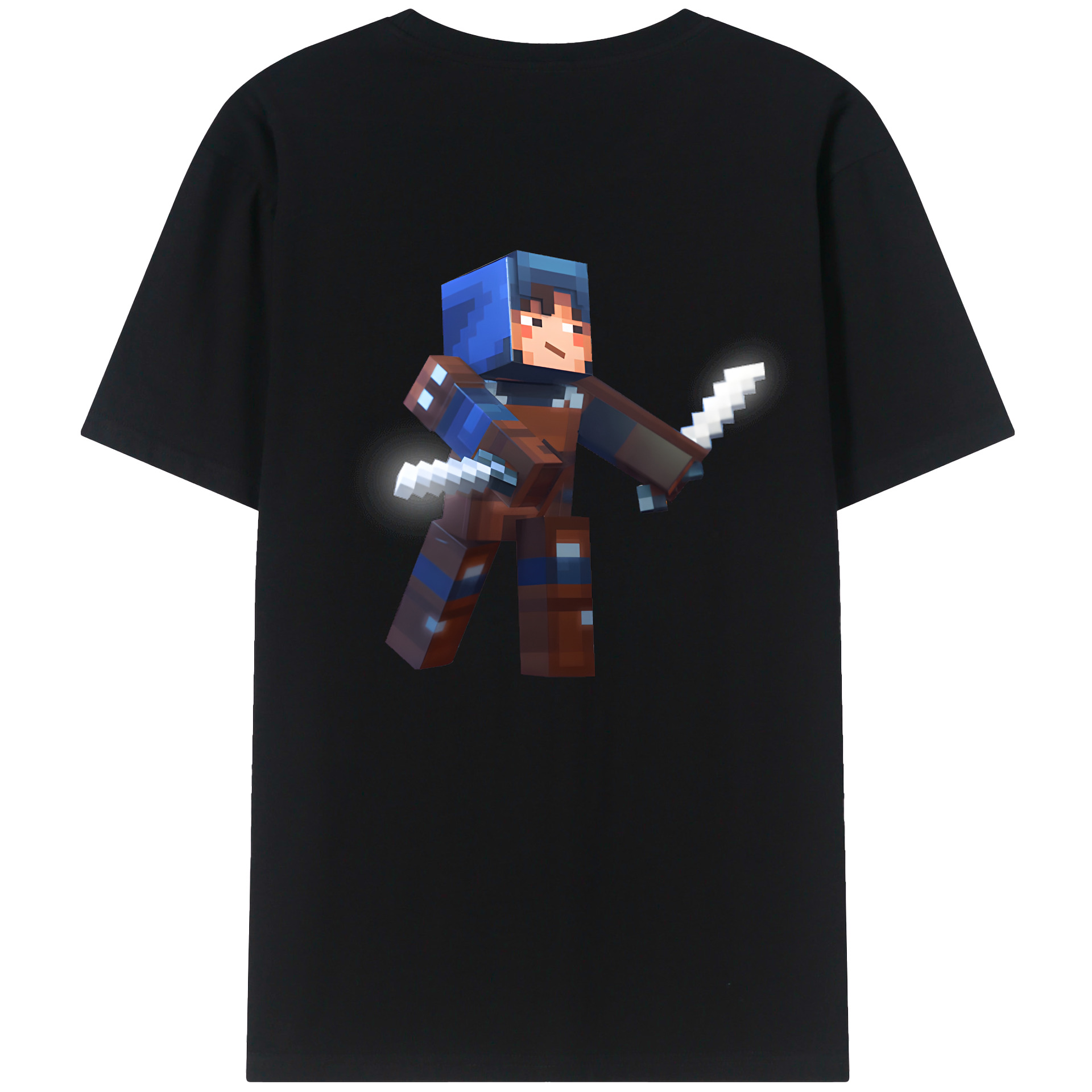 （画像用） マインクラフト ブロックの世界 Minecraft MC Block world 綿100％ メンズ半袖Tシャツ（バックプリント） 通気性
