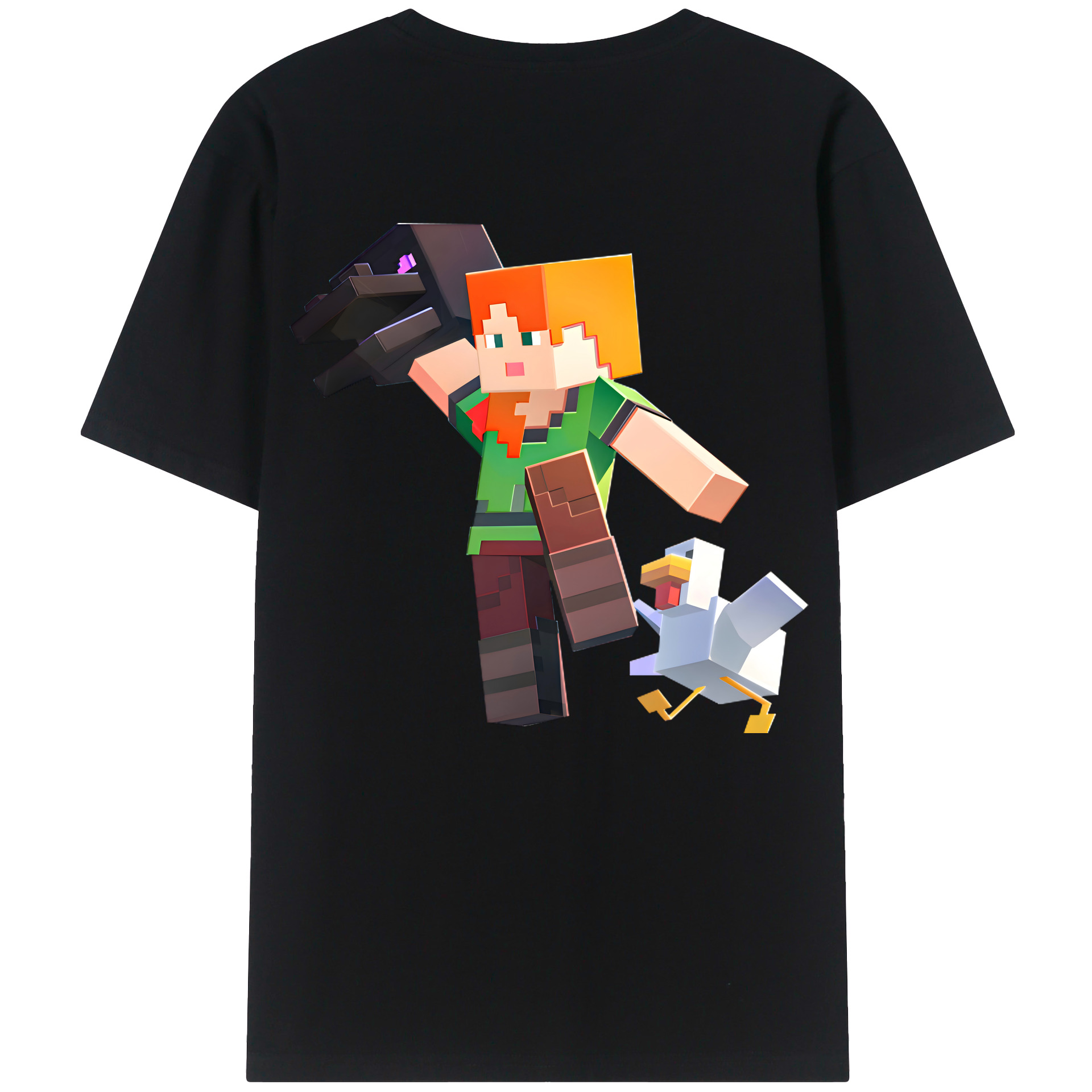 （画像用） マインクラフト ブロックの世界 Minecraft MC Block world 綿100％ メンズ半袖Tシャツ（バックプリント） 通気性