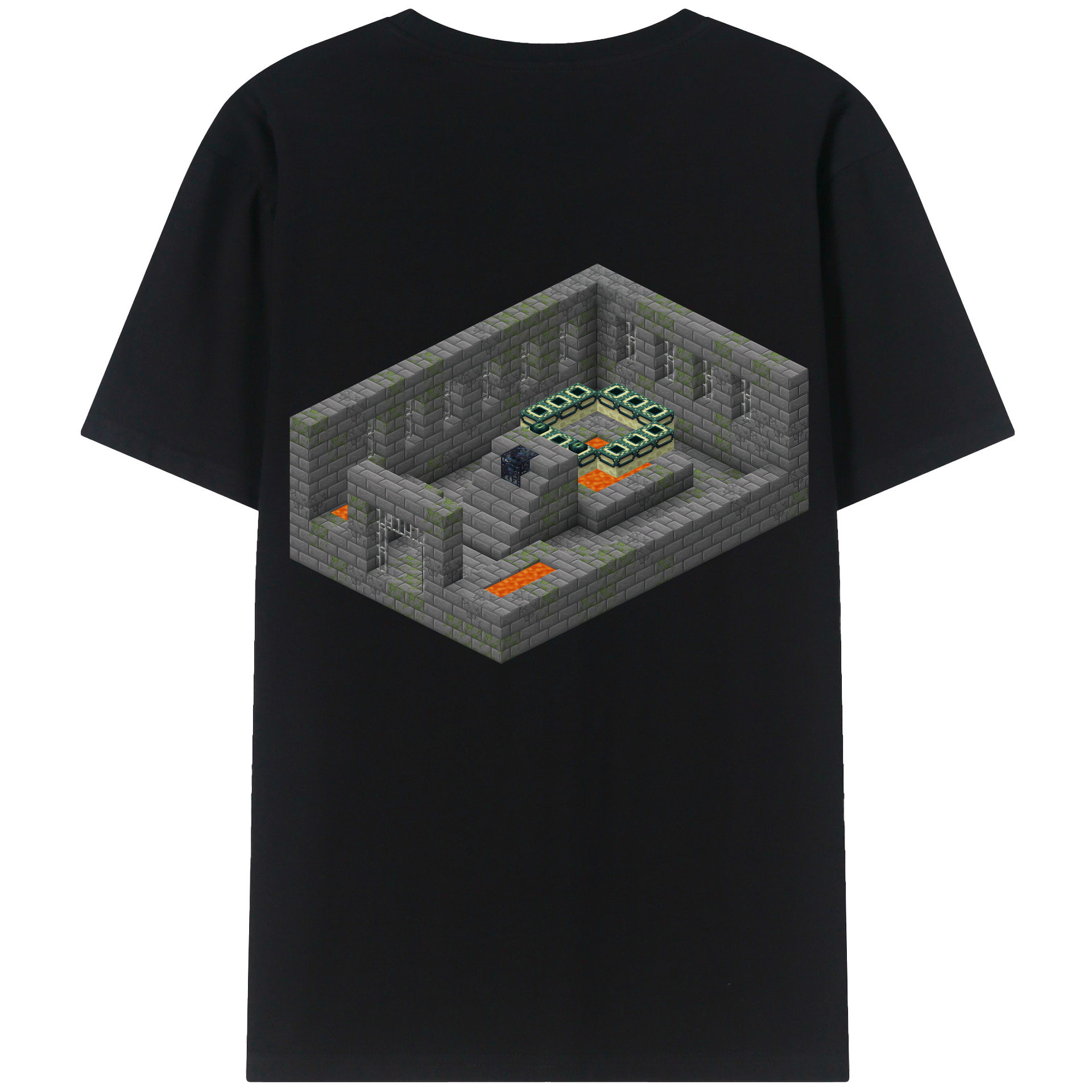 （画像用） マインクラフト ブロックの世界 Minecraft MC Block world 綿100％ メンズ半袖Tシャツ（バックプリント） 通気性
