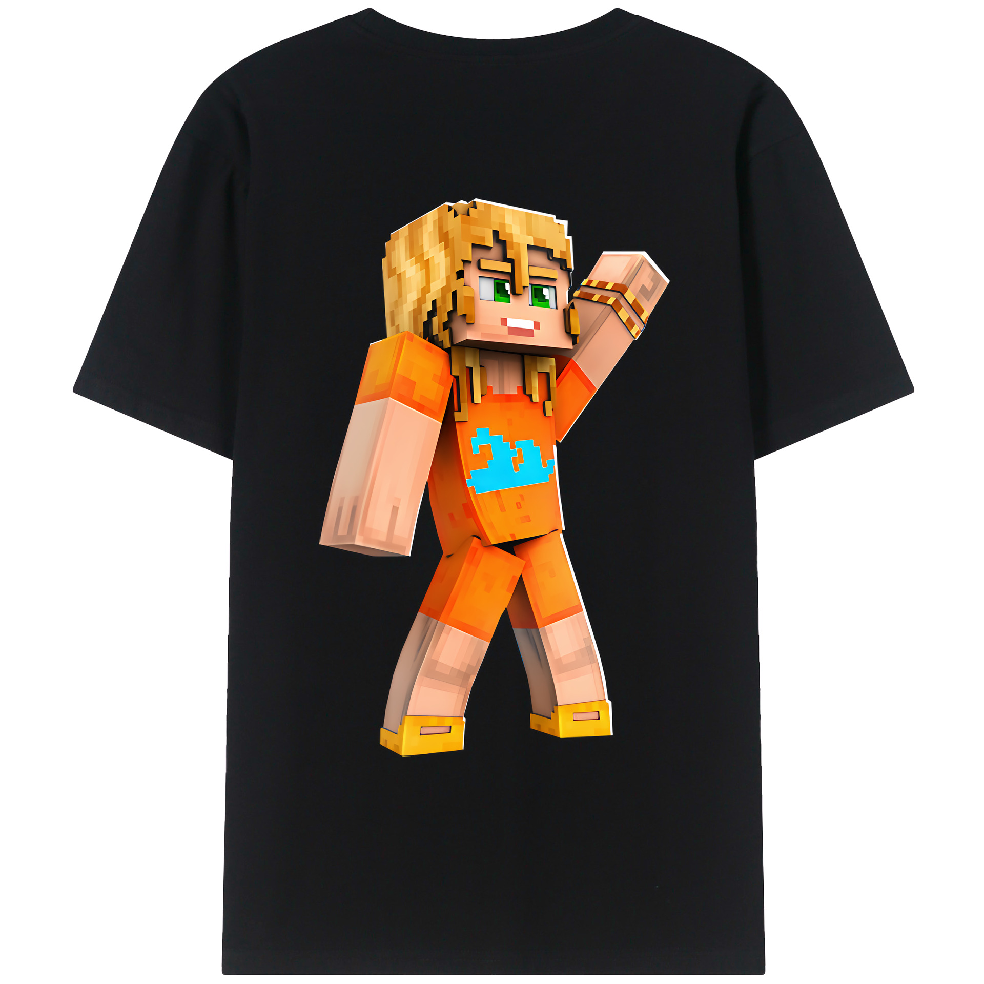 （画像用） マインクラフト ブロックの世界 Minecraft MC Block world 綿100％ メンズ半袖Tシャツ（バックプリント） 通気性