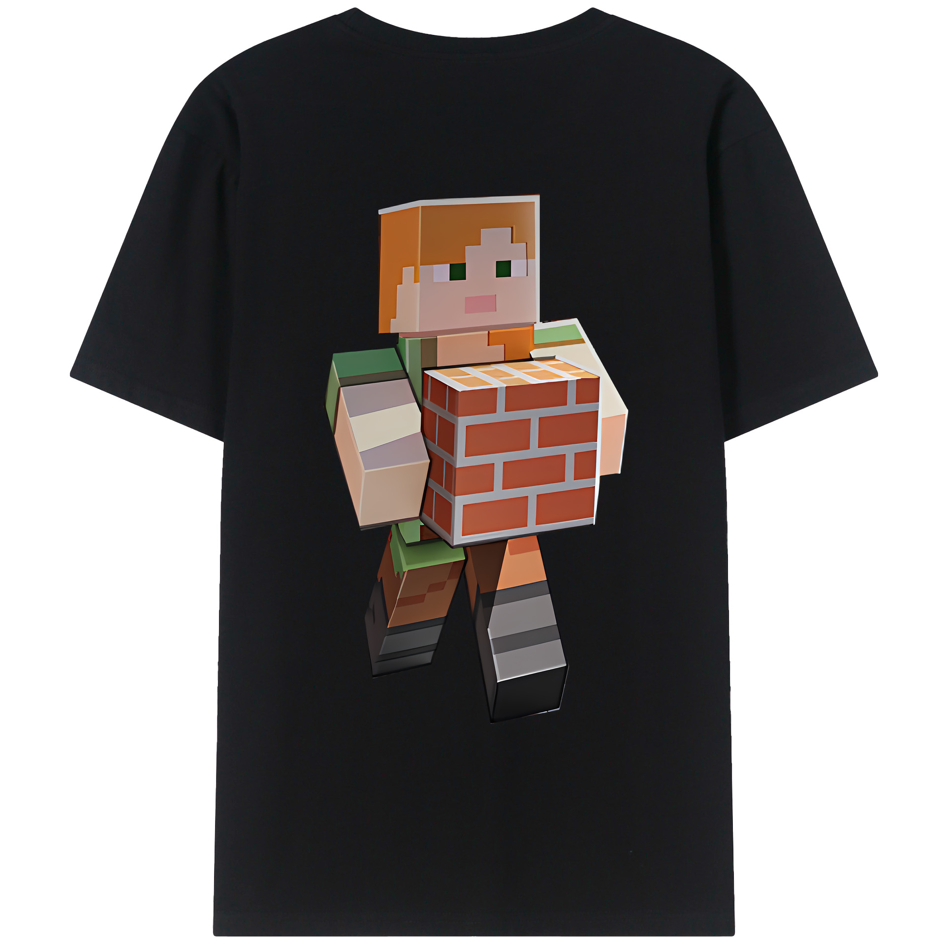 （画像用） マインクラフト ブロックの世界 Minecraft MC Block world 綿100％ メンズ半袖Tシャツ（バックプリント） 通気性
