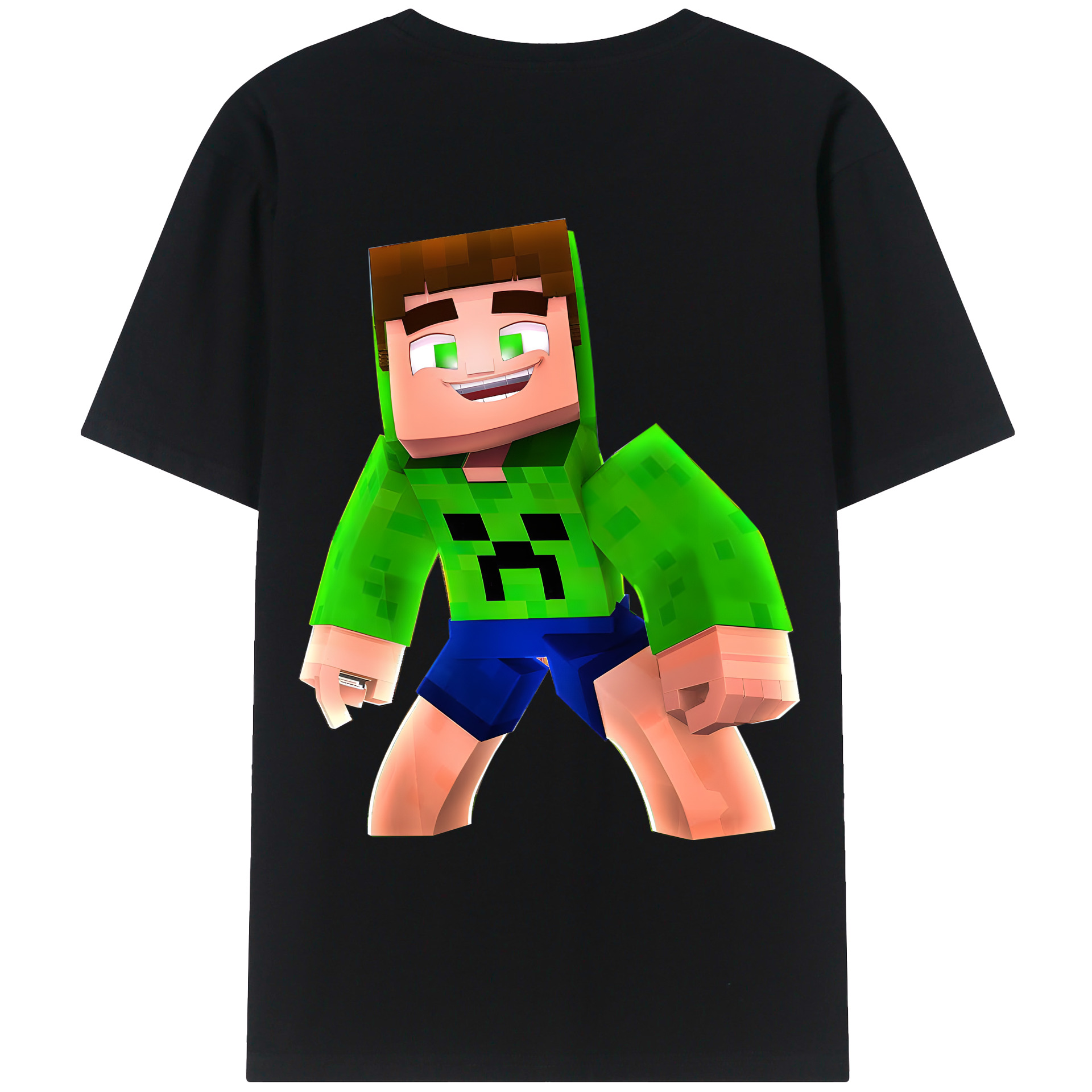 （画像用） マインクラフト ブロックの世界 Minecraft MC Block world 綿100％ メンズ半袖Tシャツ（バックプリント） 通気性