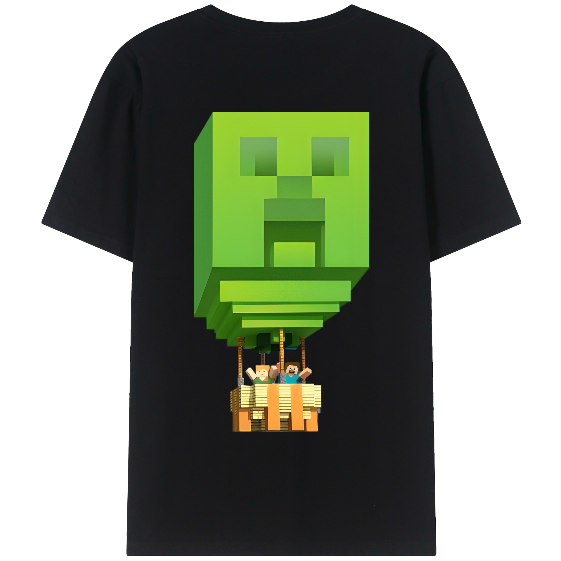 （画像用） マインクラフト ブロックの世界 Minecraft MC Block world 綿100％ メンズ半袖Tシャツ（バックプリント） 通気性