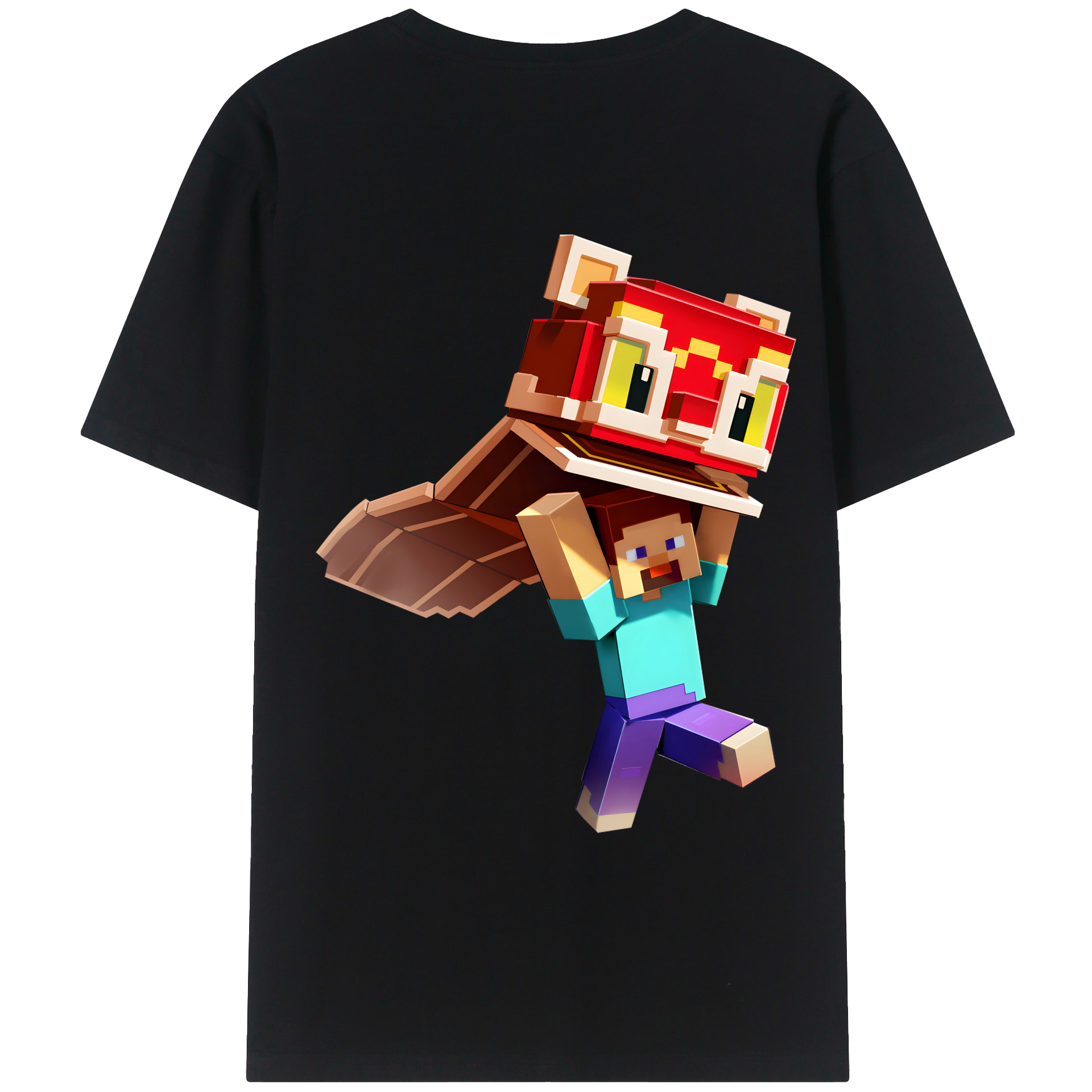 （画像用） マインクラフト ブロックの世界 Minecraft MC Block world 綿100％ メンズ半袖Tシャツ（バックプリント） 通気性
