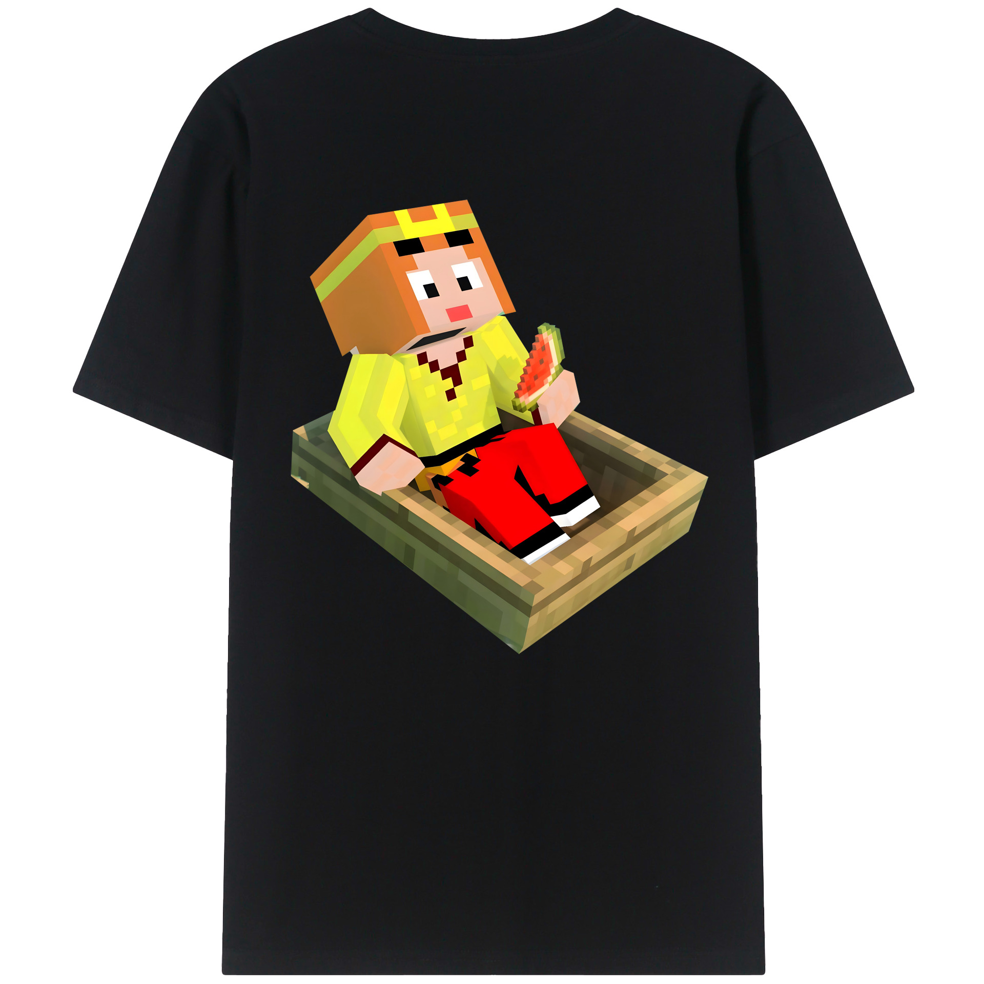 （画像用） マインクラフト ブロックの世界 Minecraft MC Block world 綿100％ メンズ半袖Tシャツ（バックプリント） 通気性