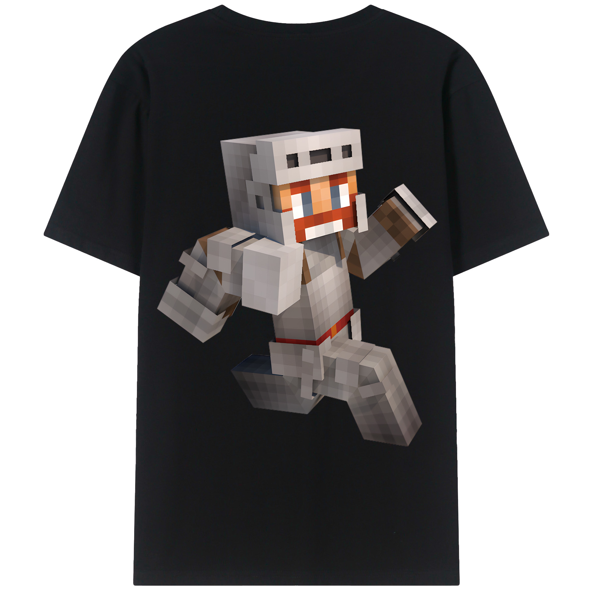 （画像用） マインクラフト ブロックの世界 Minecraft MC Block world 綿100％ メンズ半袖Tシャツ（バックプリント） 通気性