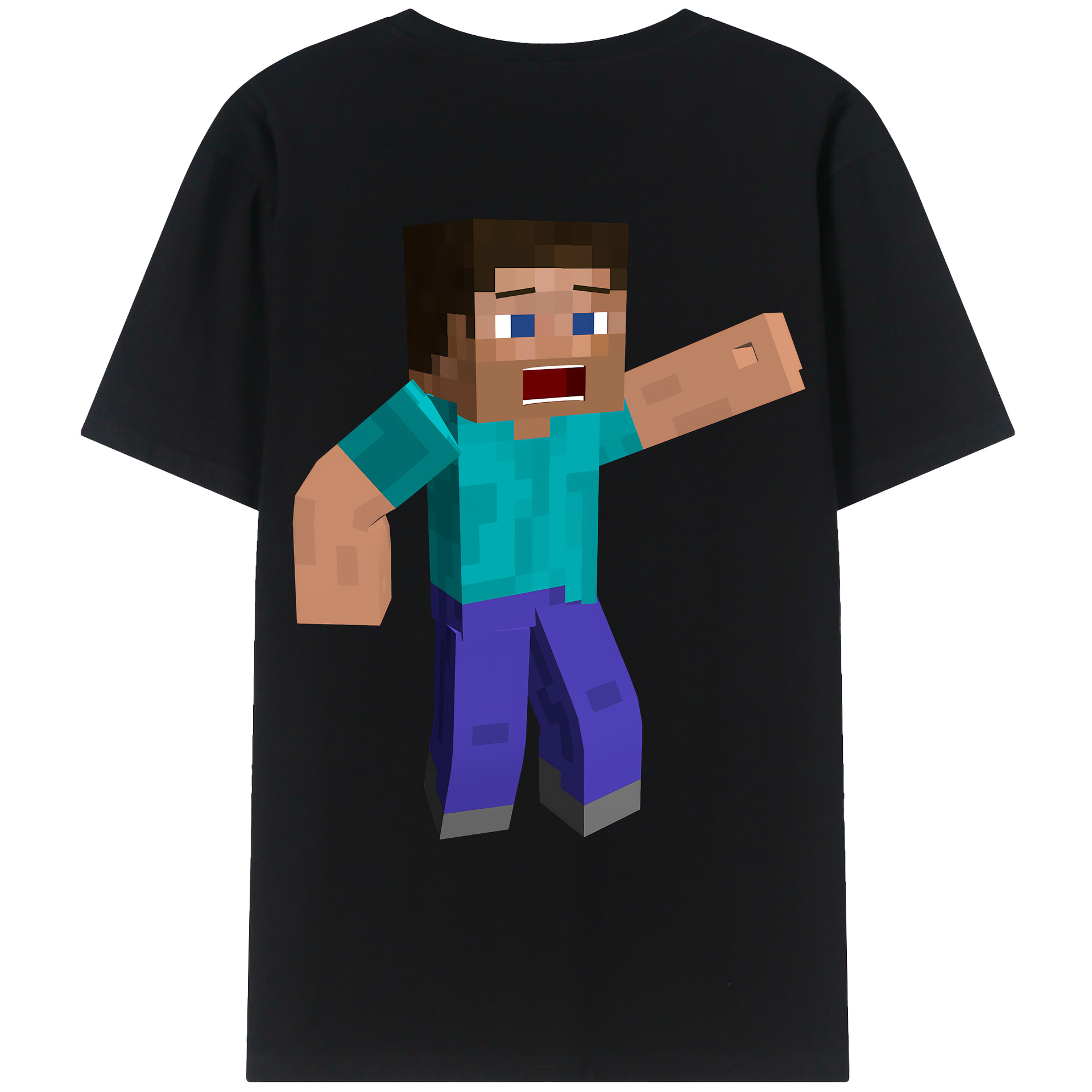 （画像用） マインクラフト ブロックの世界 Minecraft MC Block world 綿100％ メンズ半袖Tシャツ（バックプリント） 通気性