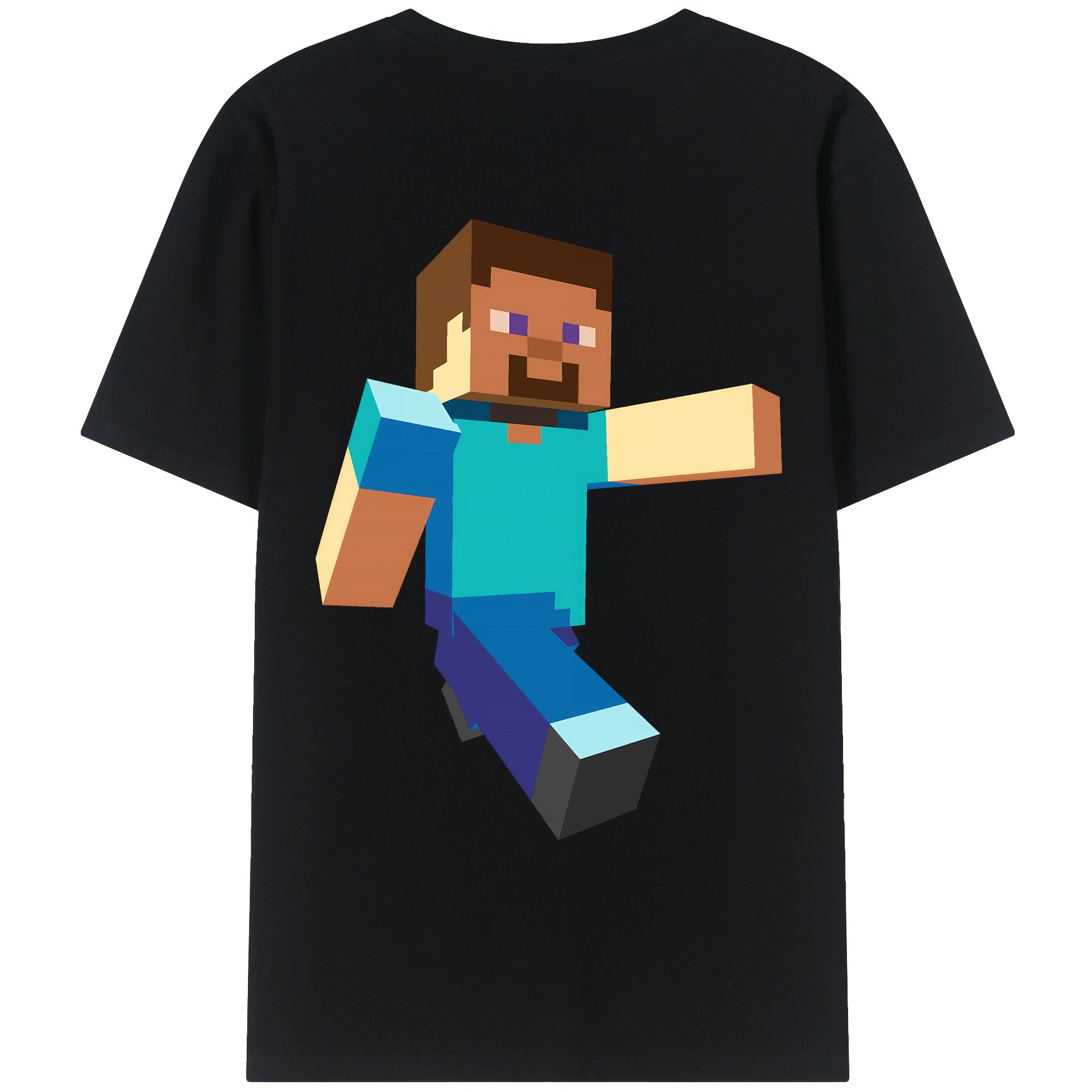 （画像用） マインクラフト ブロックの世界 Minecraft MC Block world 綿100％ メンズ半袖Tシャツ（バックプリント） 通気性