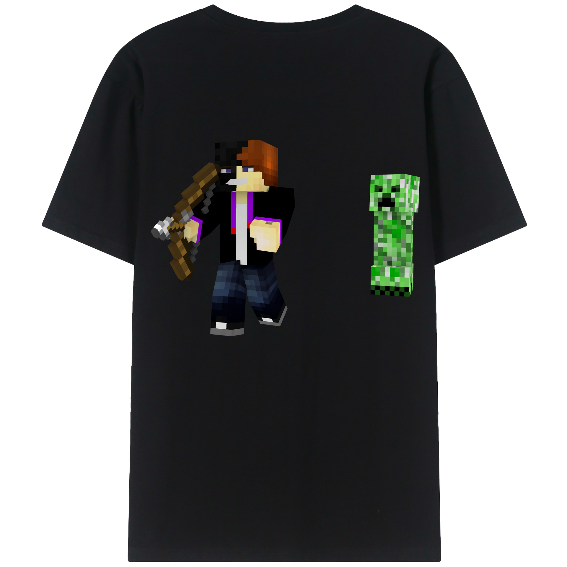 （画像用） マインクラフト ブロックの世界 Minecraft MC Block world 綿100％ メンズ半袖Tシャツ（バックプリント） 通気性