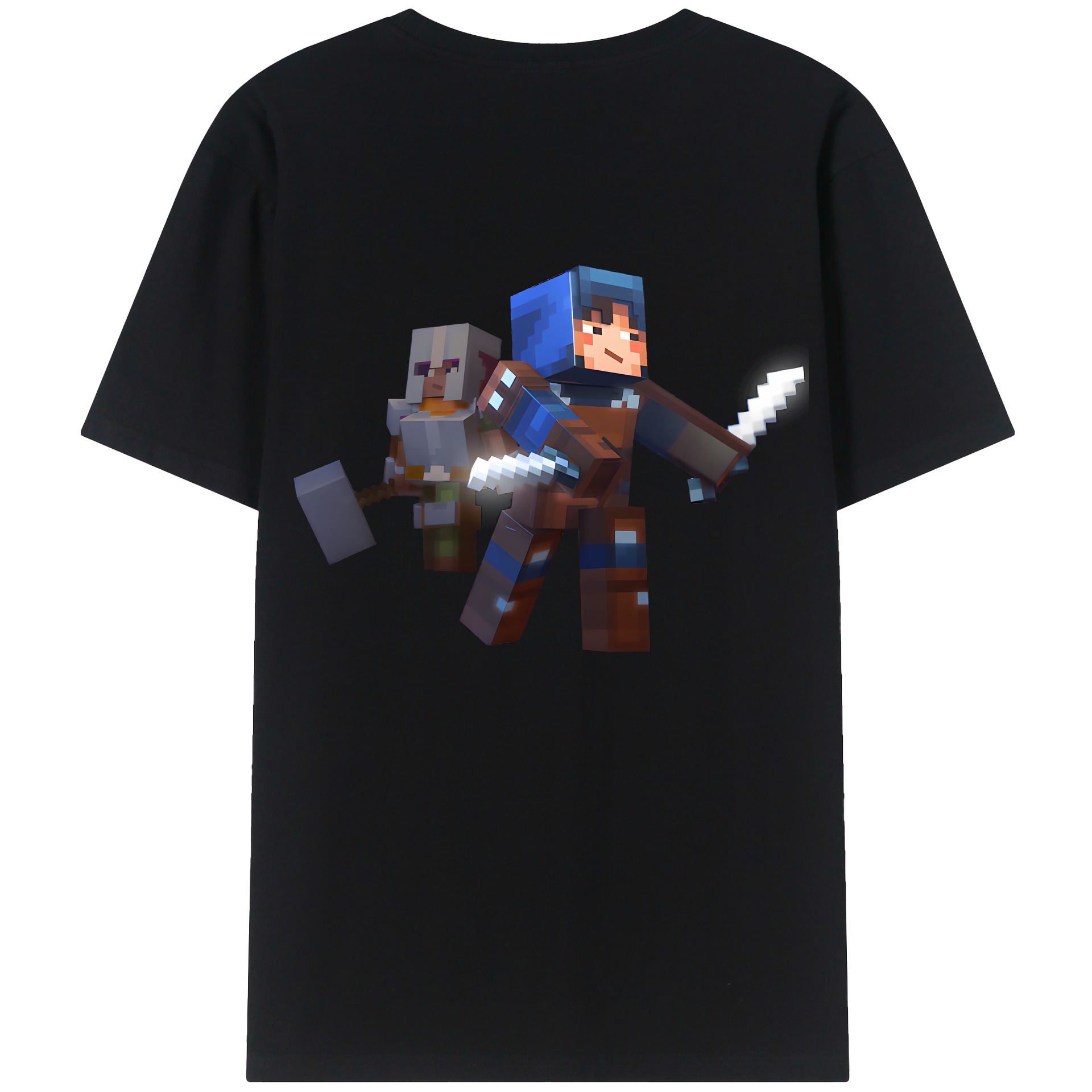 （画像用） マインクラフト ブロックの世界 Minecraft MC Block world 綿100％ メンズ半袖Tシャツ（バックプリント） 通気性
