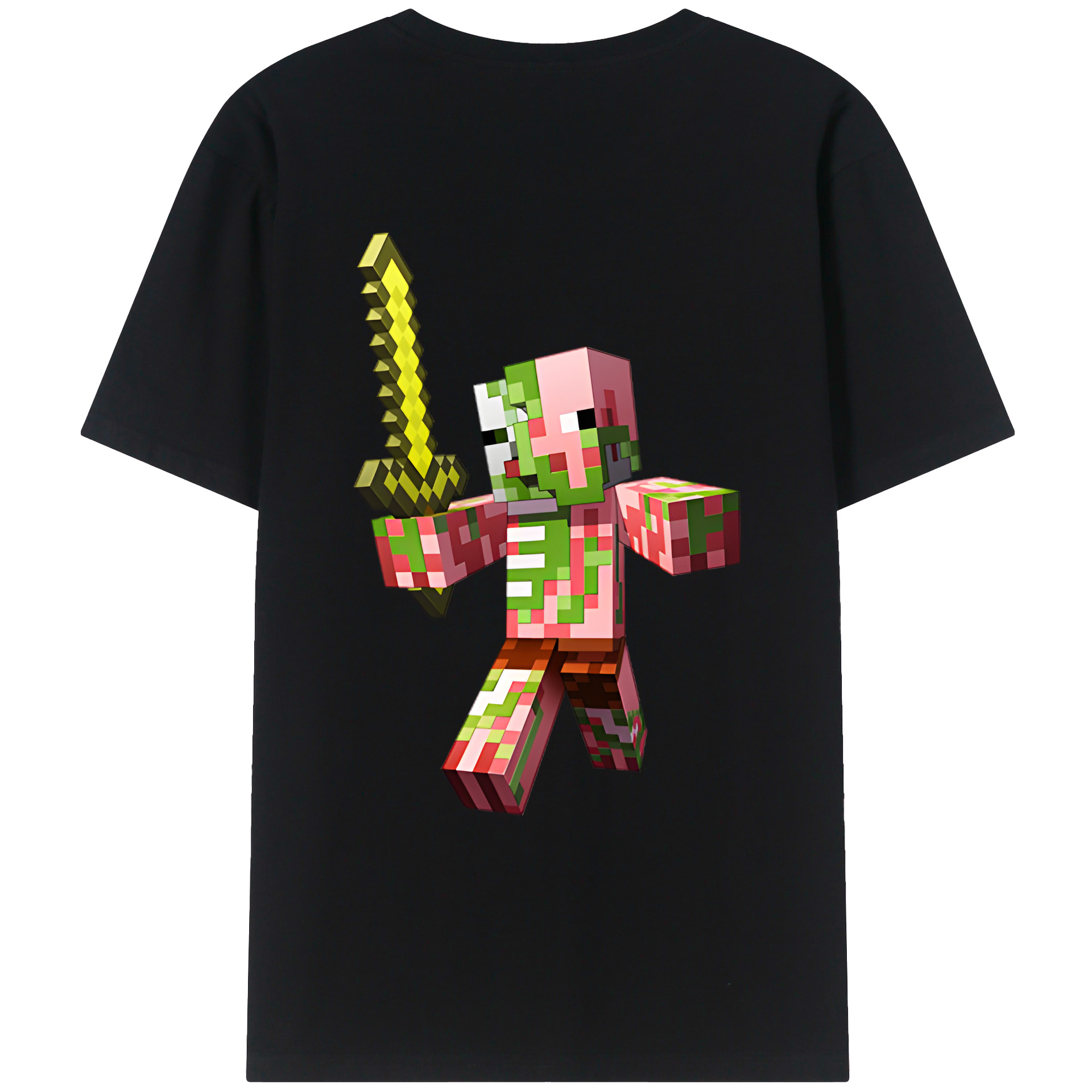 （画像用） マインクラフト ブロックの世界 Minecraft MC Block world 綿100％ メンズ半袖Tシャツ（バックプリント） 通気性