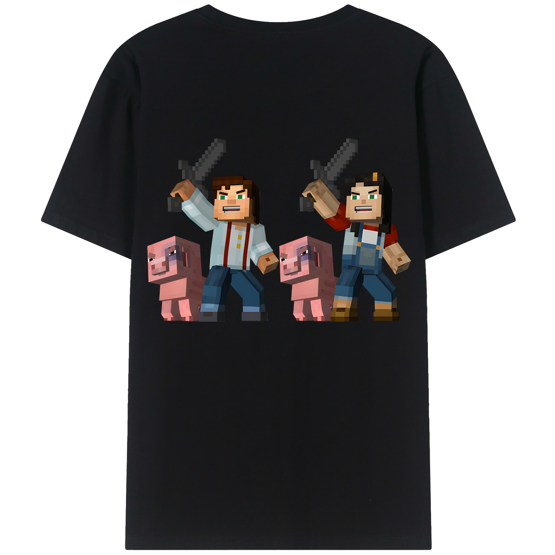 （画像用） マインクラフト ブロックの世界 Minecraft MC Block world 綿100％ メンズ半袖Tシャツ（バックプリント） 通気性
