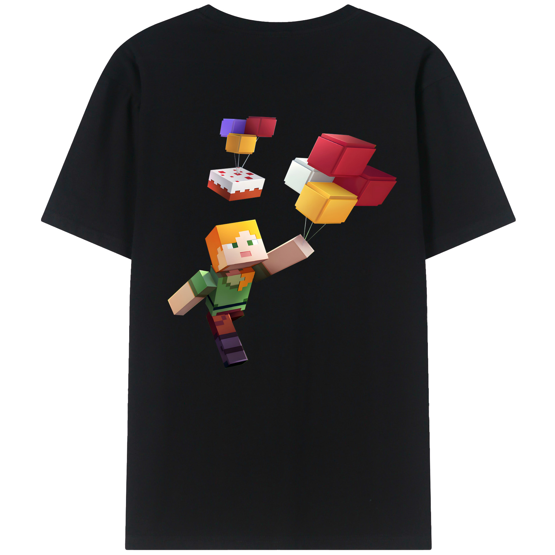 （画像用） マインクラフト ブロックの世界 Minecraft MC Block world 綿100％ メンズ半袖Tシャツ（バックプリント） 通気性