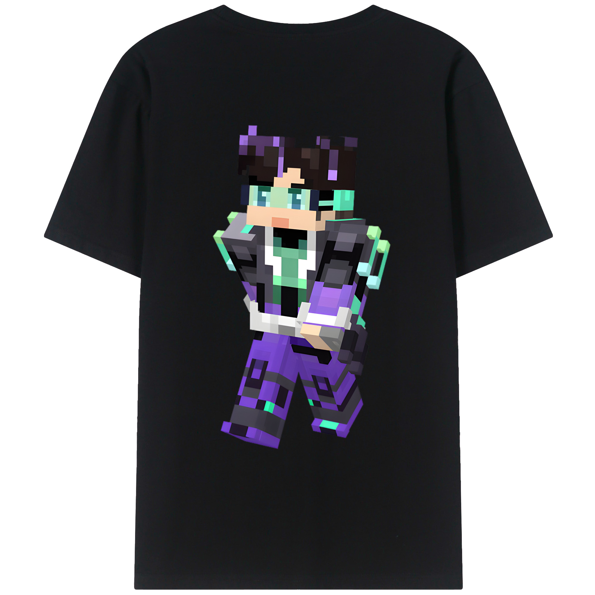 （画像用） マインクラフト ブロックの世界 Minecraft MC Block world 綿100％ メンズ半袖Tシャツ（バックプリント） 通気性