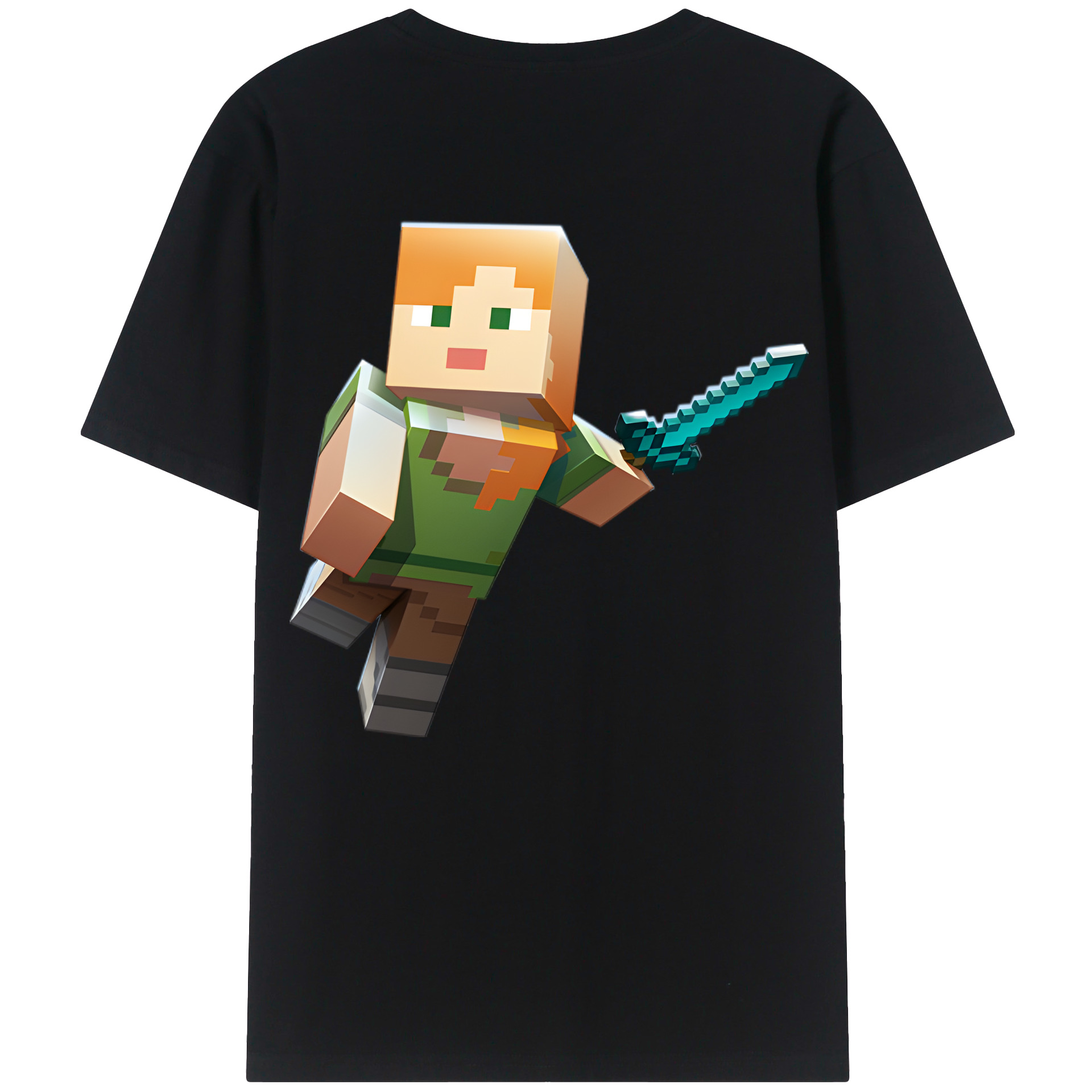 （画像用） マインクラフト ブロックの世界 Minecraft MC Block world 綿100％ メンズ半袖Tシャツ（バックプリント） 通気性