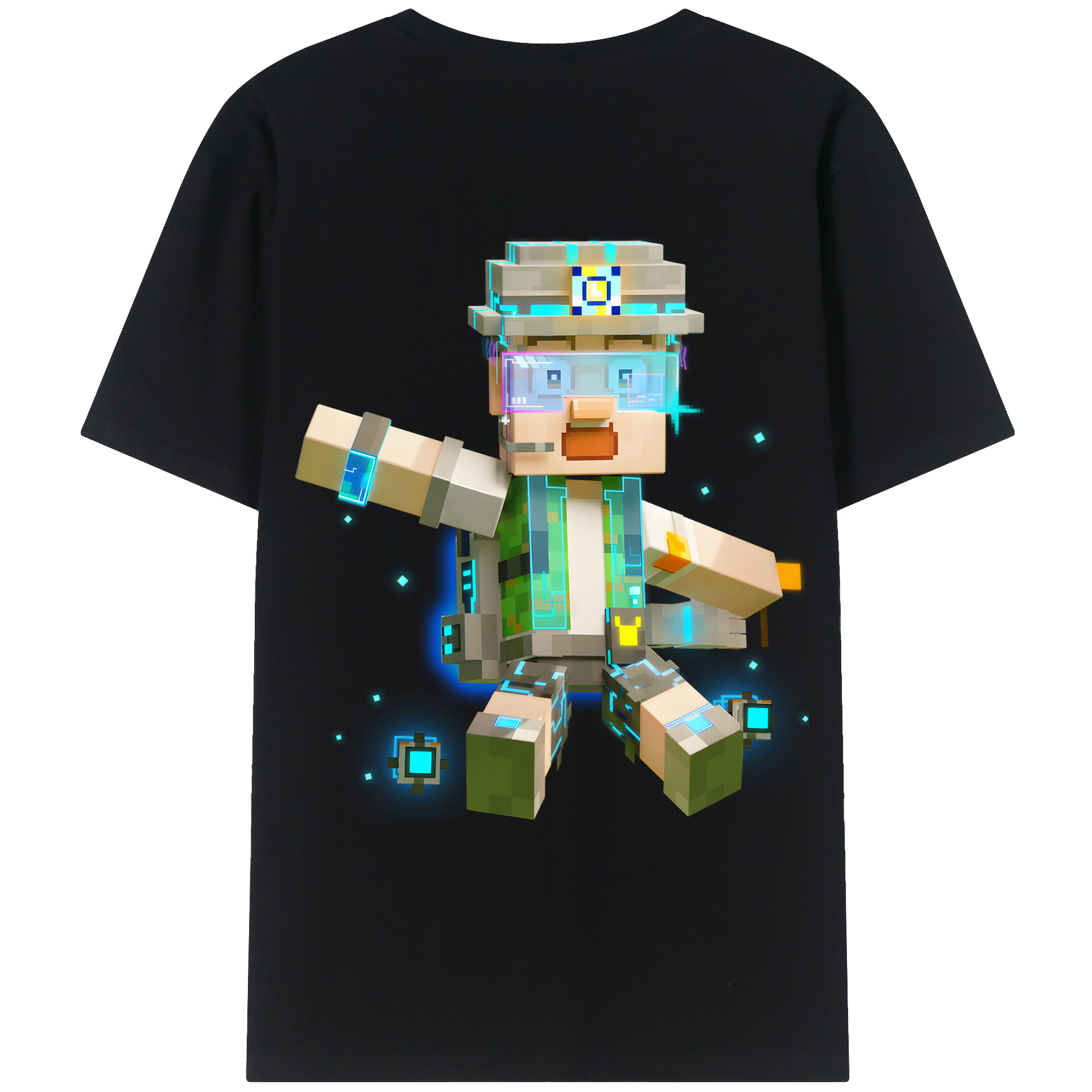 （画像用） マインクラフト ブロックの世界 Minecraft MC Block world 綿100％ メンズ半袖Tシャツ（バックプリント） 通気性