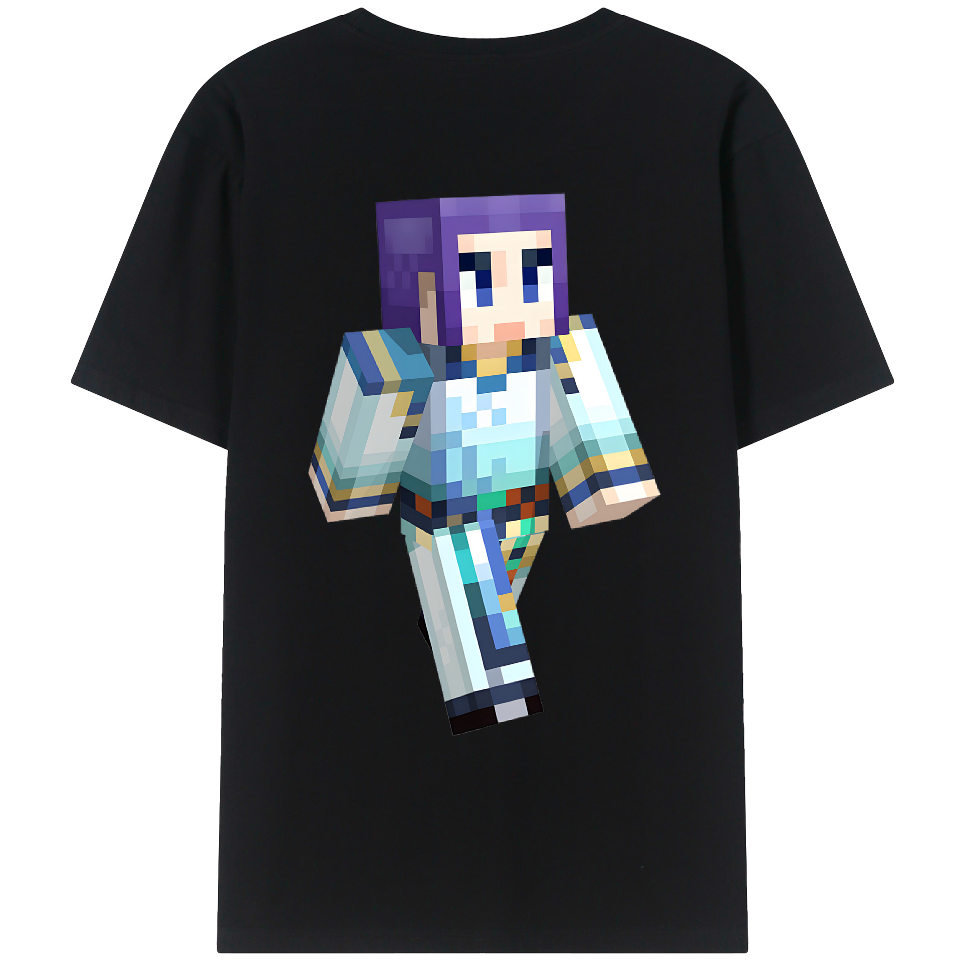 （画像用） マインクラフト ブロックの世界 Minecraft MC Block world 綿100％ メンズ半袖Tシャツ（バックプリント） 通気性