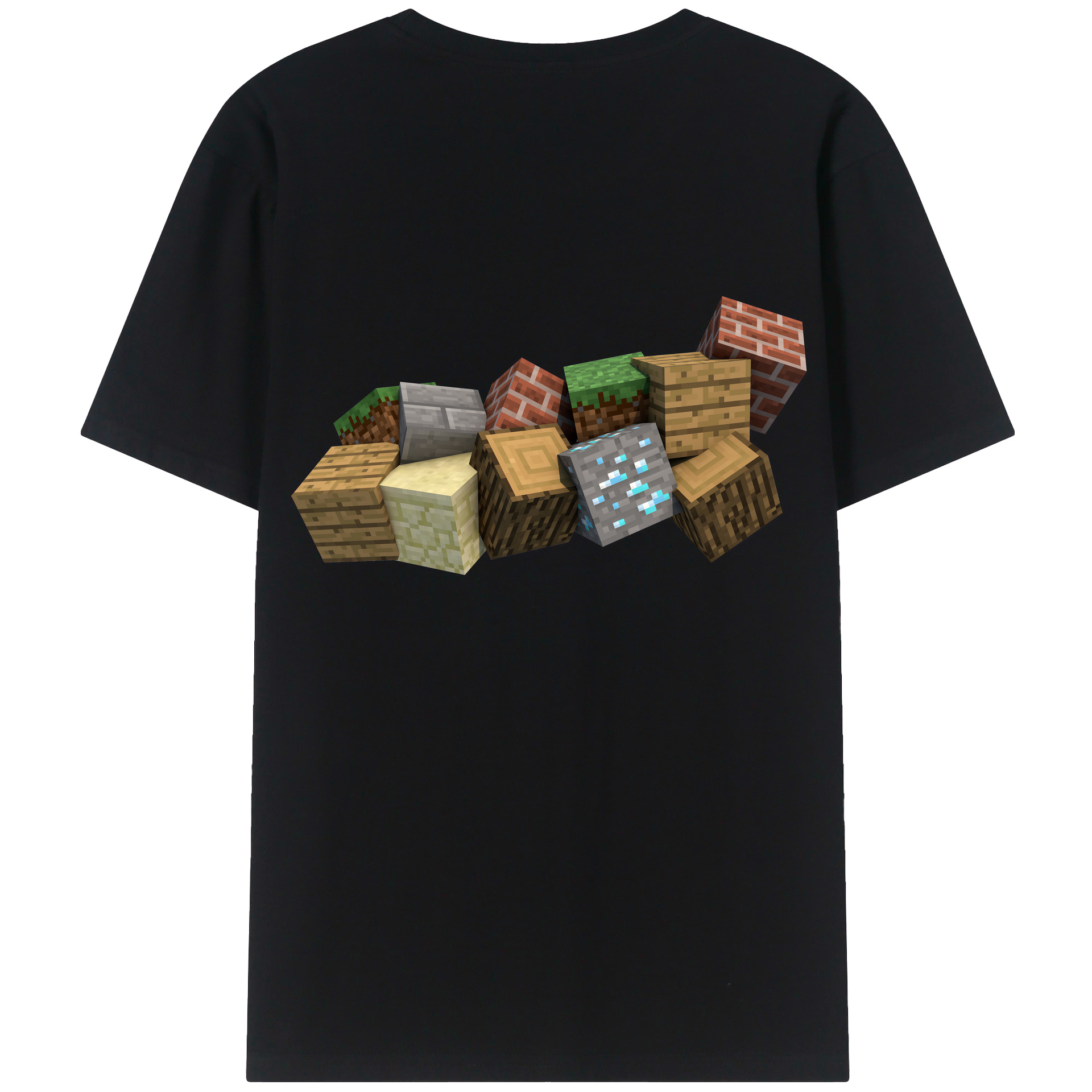 （画像用） マインクラフト ブロックの世界 Minecraft MC Block world 綿100％ メンズ半袖Tシャツ（バックプリント） 通気性