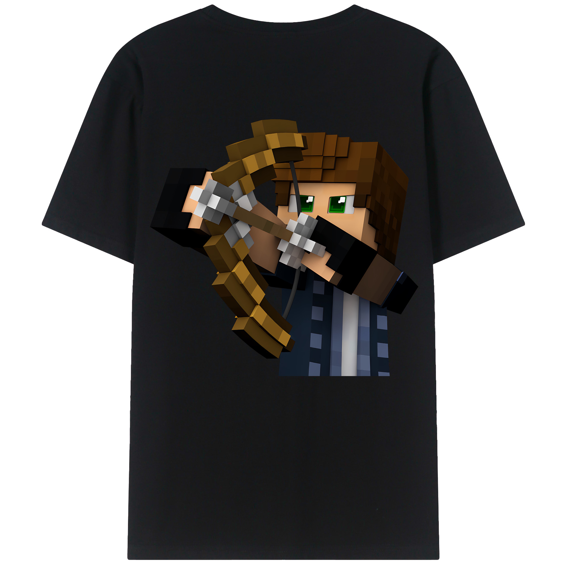 （画像用） マインクラフト ブロックの世界 Minecraft MC Block world 綿100％ メンズ半袖Tシャツ（バックプリント） 通気性