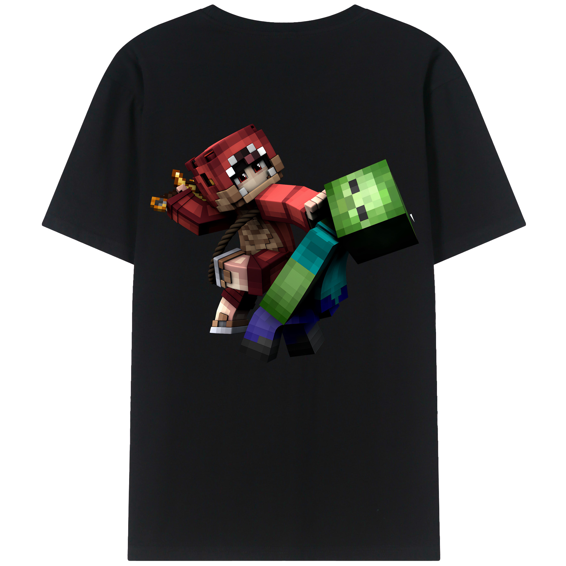（画像用） マインクラフト ブロックの世界 Minecraft MC Block world 綿100％ メンズ半袖Tシャツ（バックプリント） 通気性