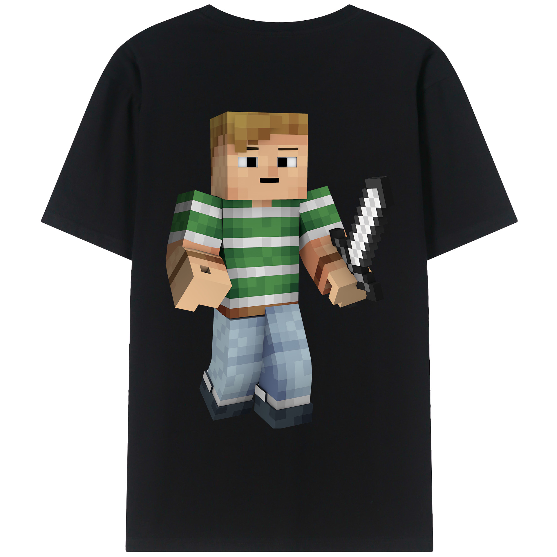 （画像用） マインクラフト ブロックの世界 Minecraft MC Block world 綿100％ メンズ半袖Tシャツ（バックプリント） 通気性