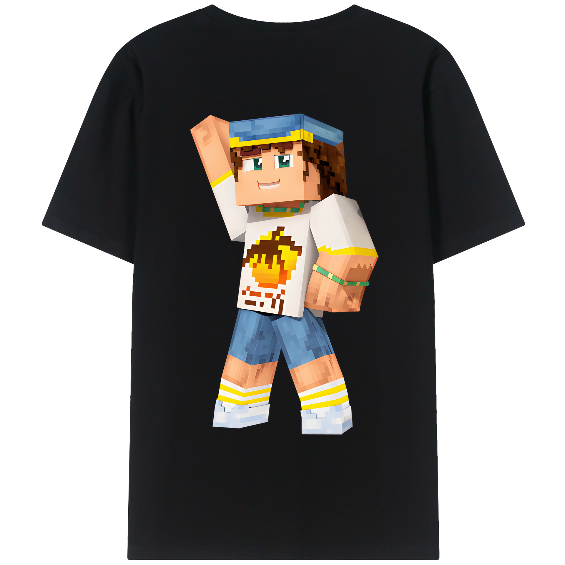 （画像用） マインクラフト ブロックの世界 Minecraft MC Block world 綿100％ メンズ半袖Tシャツ（バックプリント） 通気性
