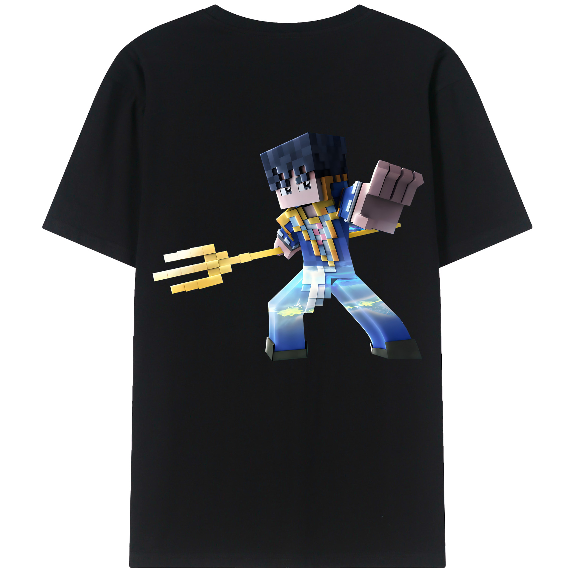 （画像用） マインクラフト ブロックの世界 Minecraft MC Block world 綿100％ メンズ半袖Tシャツ（バックプリント） 通気性