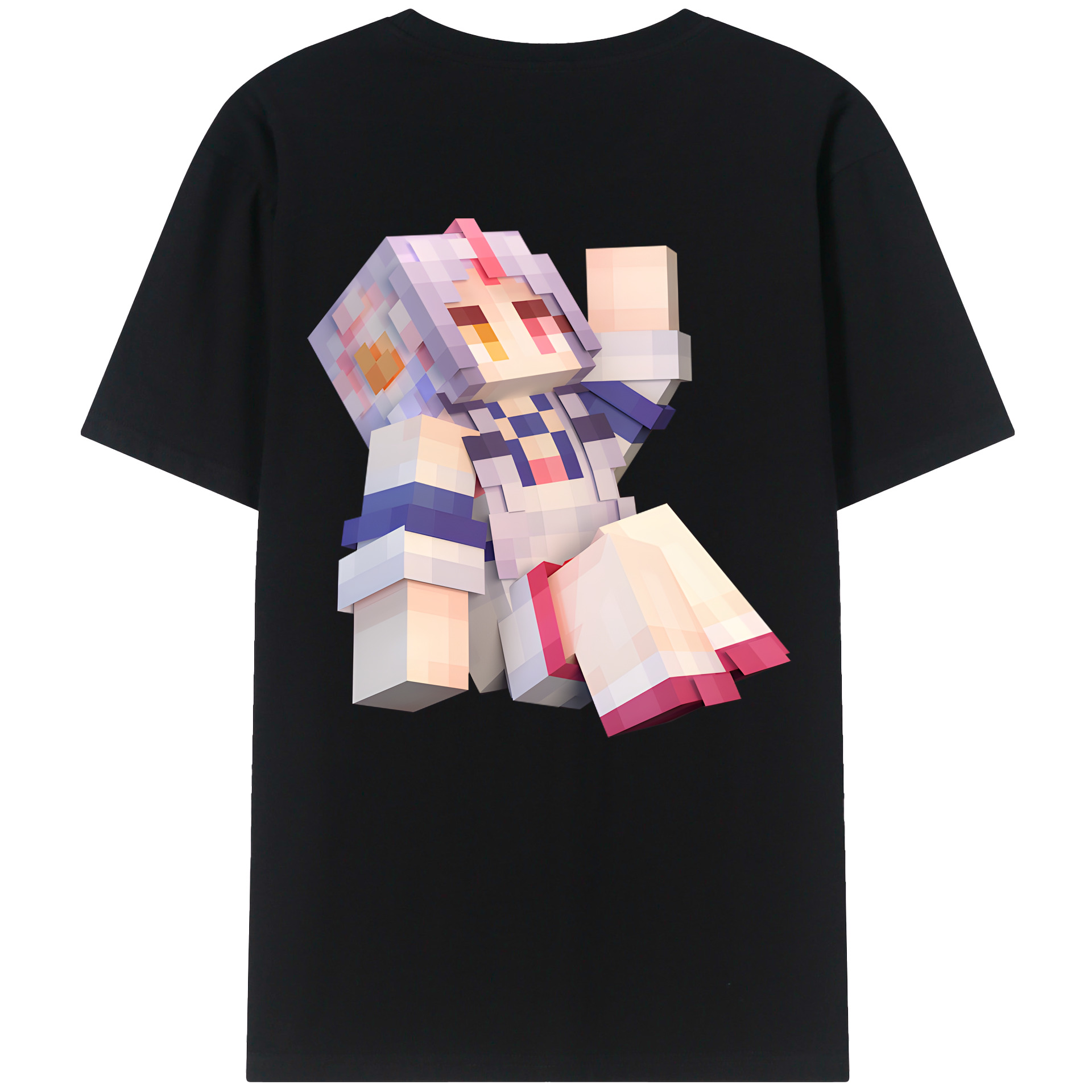 （画像用） マインクラフト ブロックの世界 Minecraft MC Block world 綿100％ メンズ半袖Tシャツ（バックプリント） 通気性