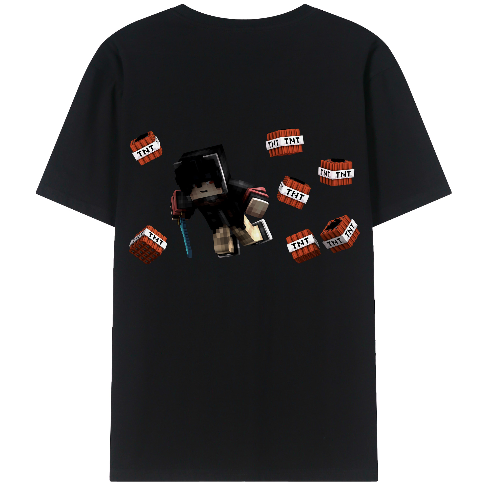（画像用） マインクラフト ブロックの世界 Minecraft MC Block world 綿100％ メンズ半袖Tシャツ（バックプリント） 通気性
