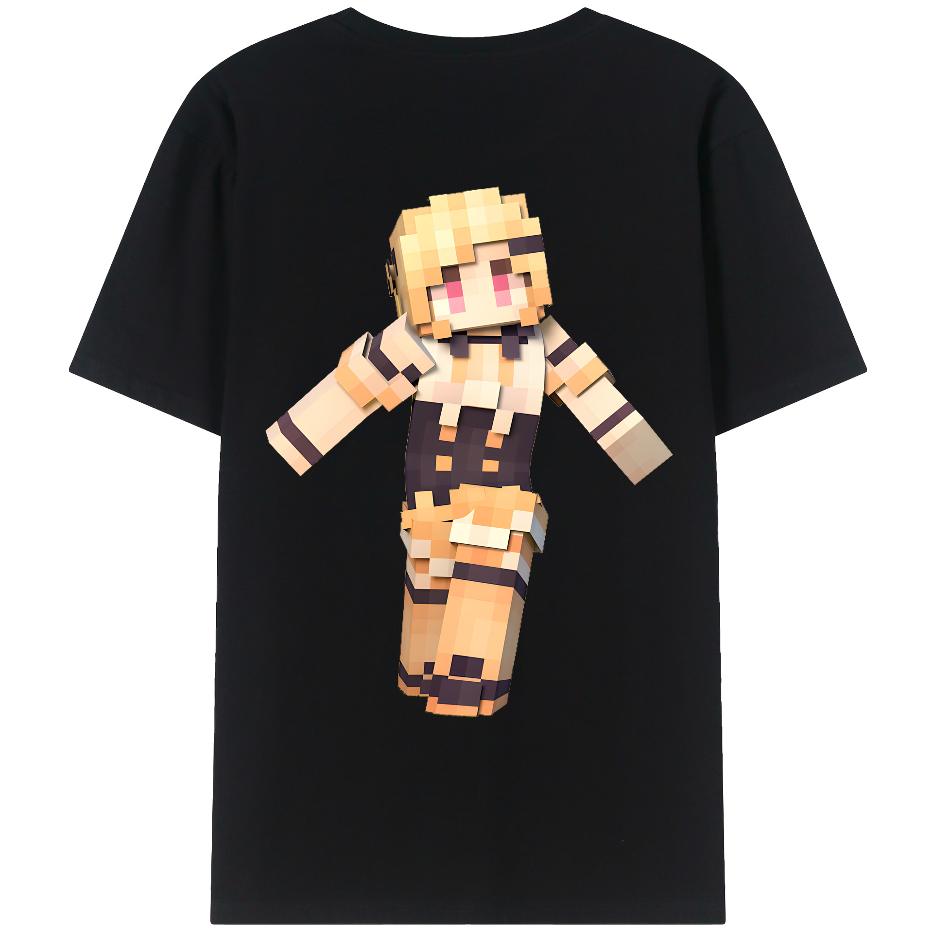 （画像用） マインクラフト ブロックの世界 Minecraft MC Block world 綿100％ メンズ半袖Tシャツ（バックプリント） 通気性